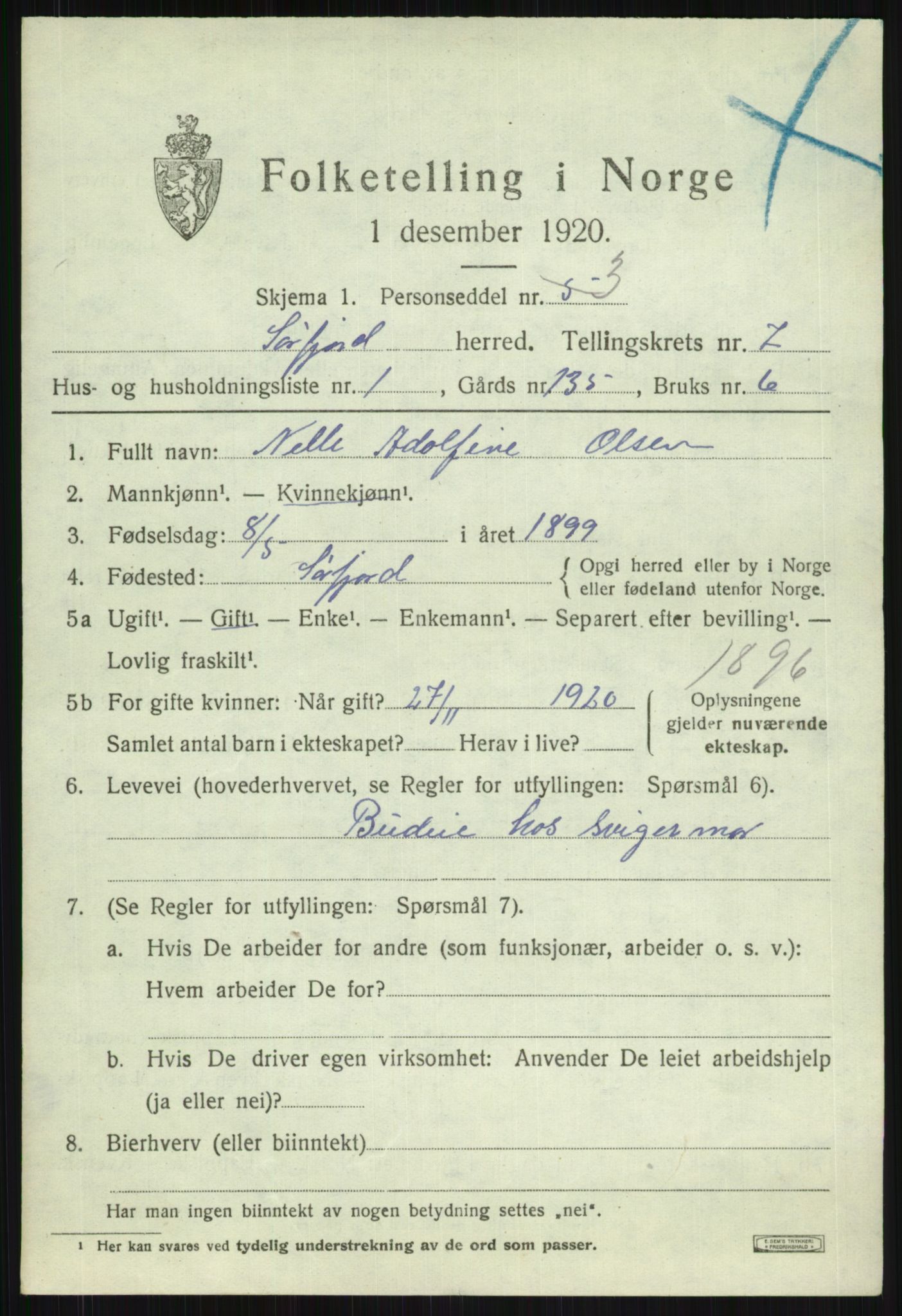 SATØ, 1920 census for Sørfjord, 1920, p. 2730