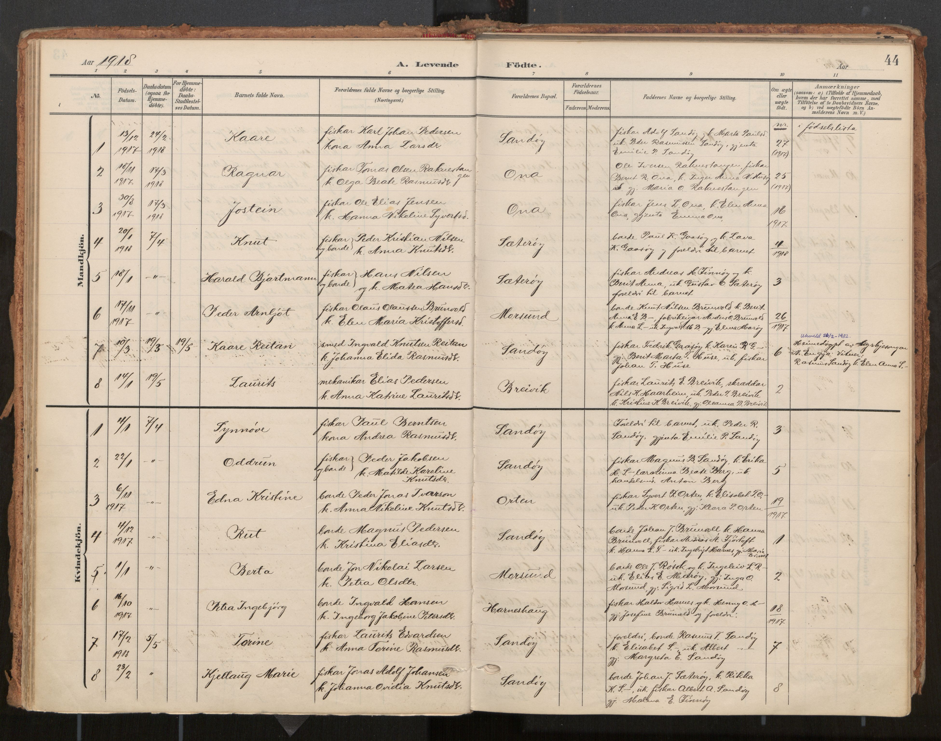 Ministerialprotokoller, klokkerbøker og fødselsregistre - Møre og Romsdal, SAT/A-1454/561/L0730: Parish register (official) no. 561A04, 1901-1929, p. 44