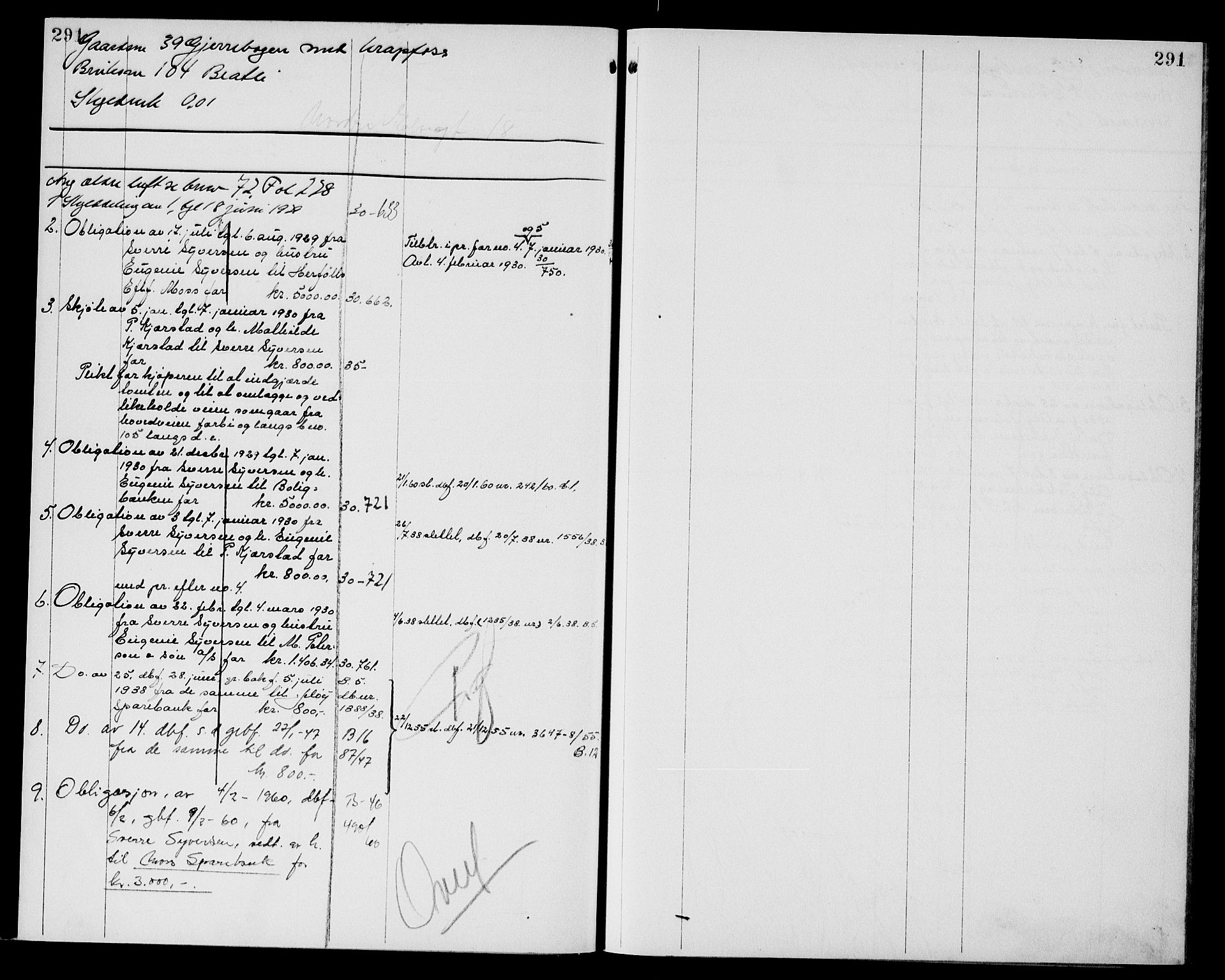 Moss sorenskriveri, SAO/A-10168: Mortgage register no. XI 6, 1834-1961, p. 291