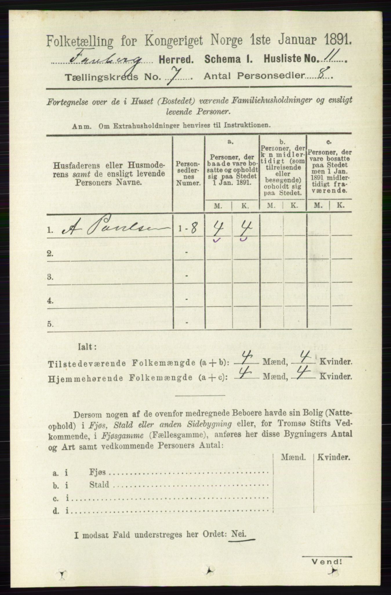 RA, 1891 census for 0524 Fåberg, 1891, p. 2693