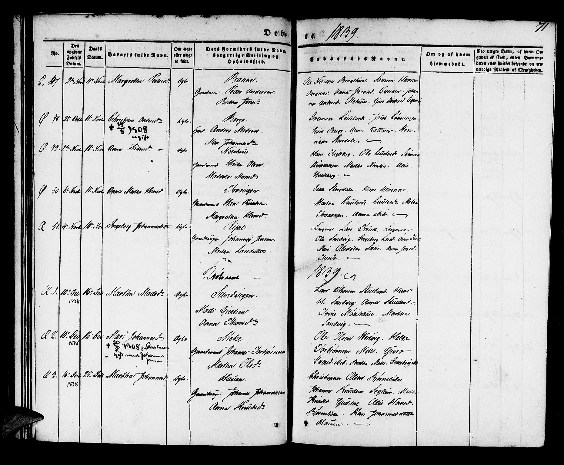 Kvinnherad sokneprestembete, AV/SAB-A-76401/H/Haa: Parish register (official) no. A 6, 1835-1843, p. 71