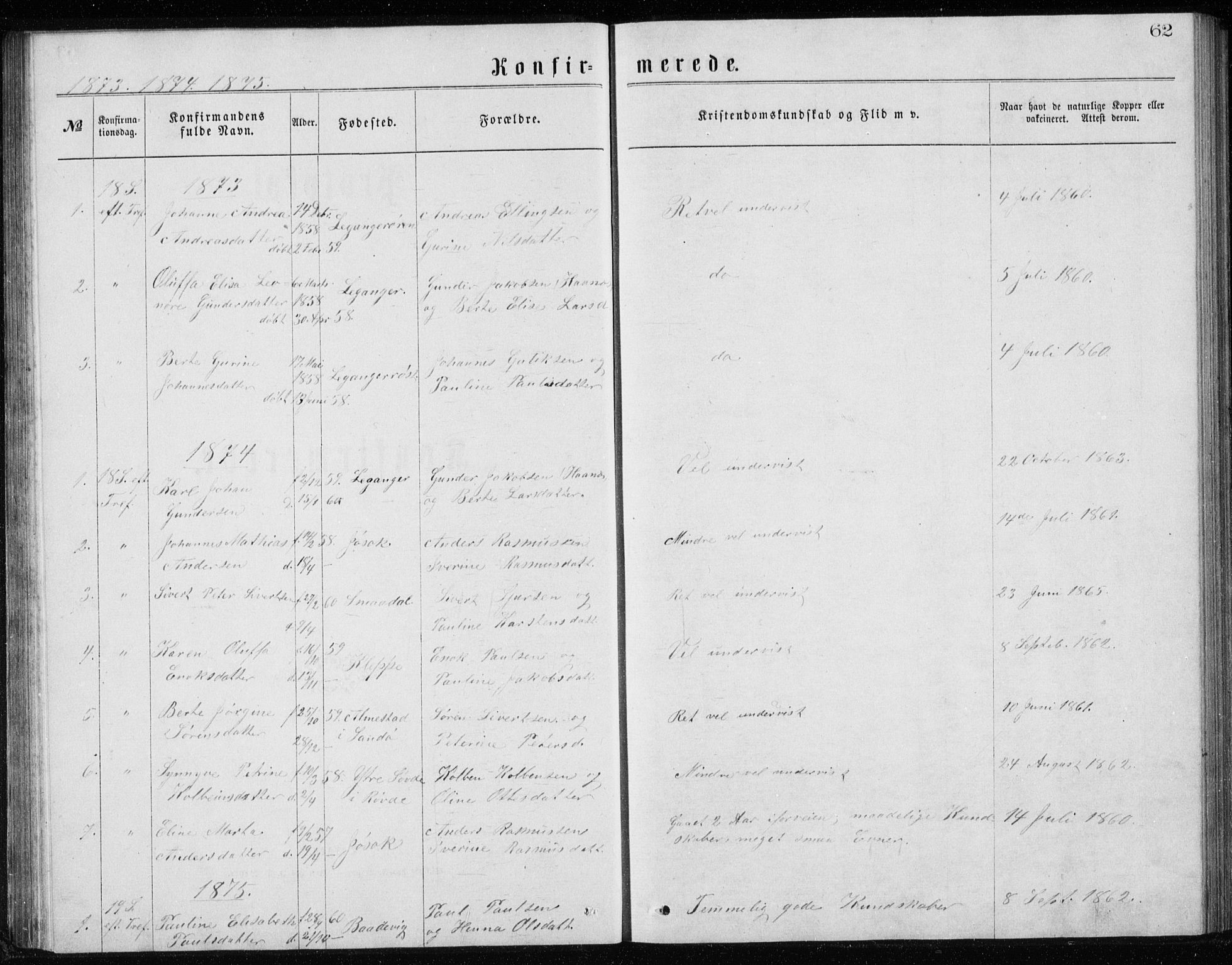 Ministerialprotokoller, klokkerbøker og fødselsregistre - Møre og Romsdal, AV/SAT-A-1454/508/L0097: Parish register (copy) no. 508C01, 1873-1897, p. 62