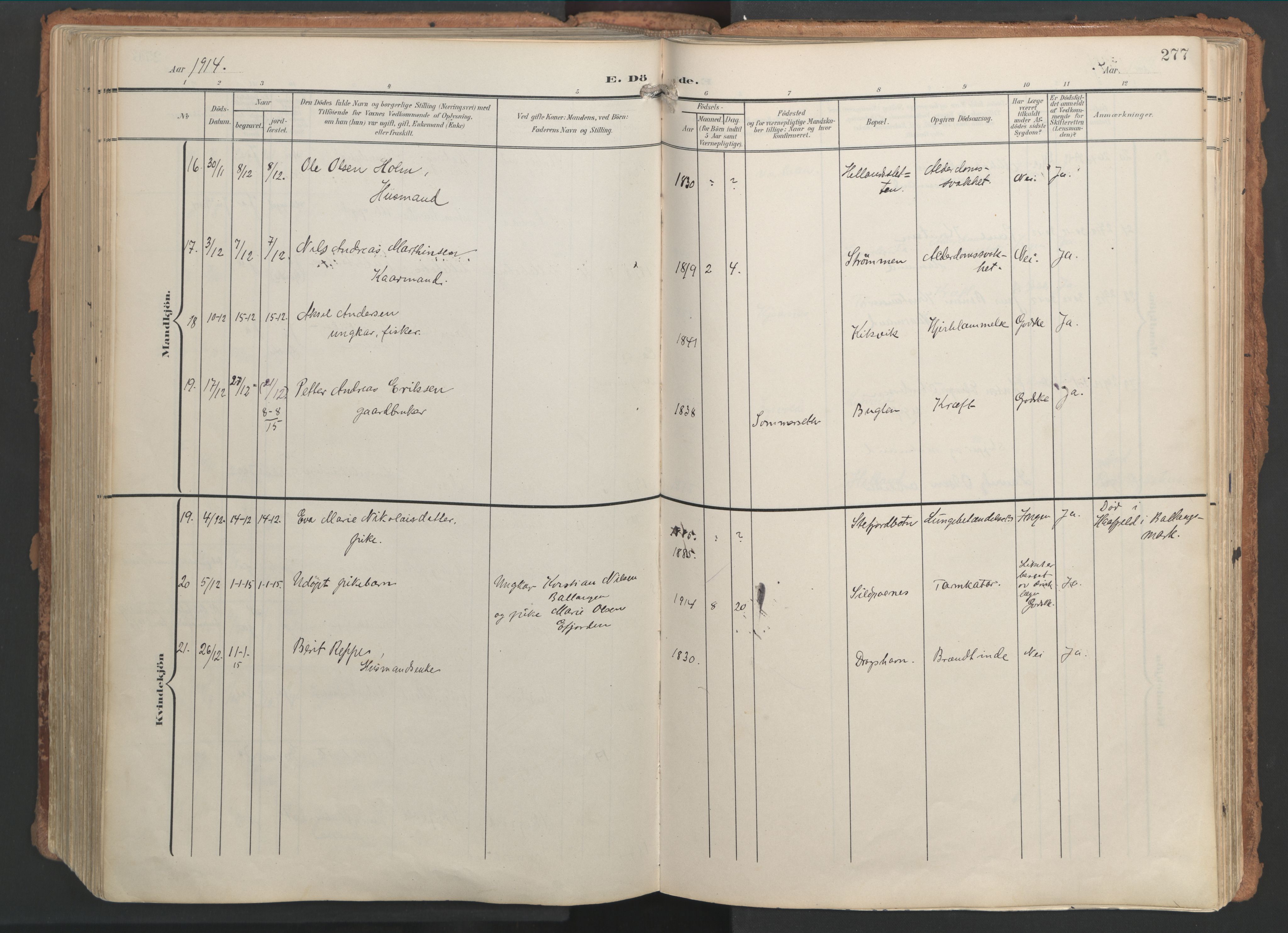 Ministerialprotokoller, klokkerbøker og fødselsregistre - Nordland, AV/SAT-A-1459/861/L0871: Parish register (official) no. 861A06, 1903-1916, p. 277