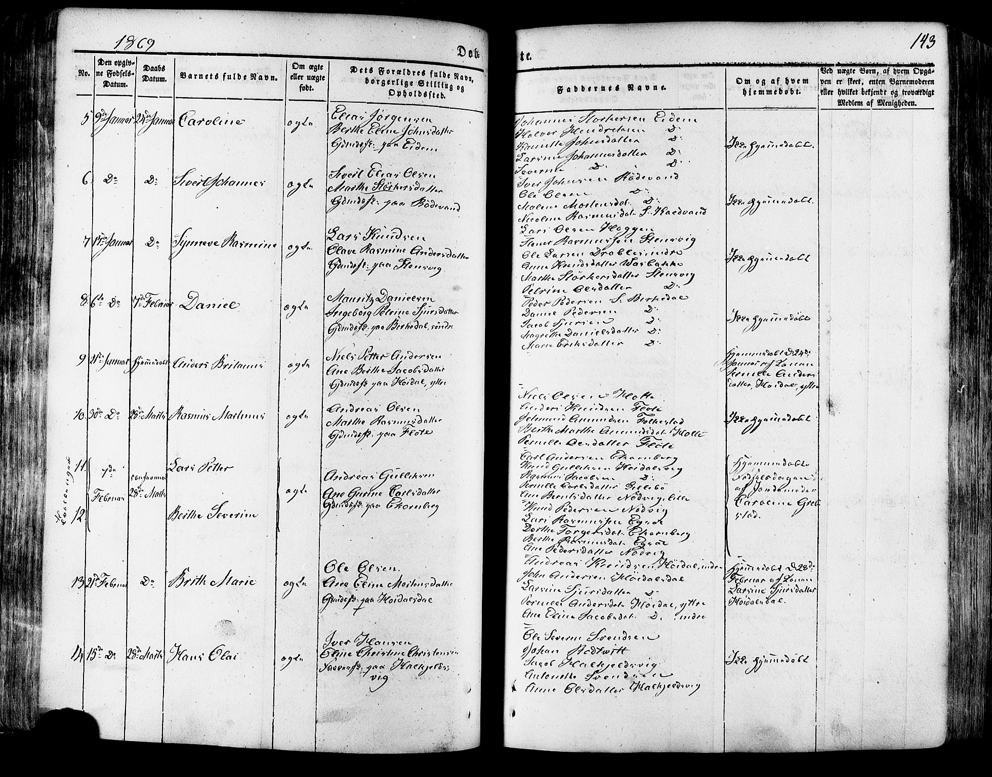 Ministerialprotokoller, klokkerbøker og fødselsregistre - Møre og Romsdal, SAT/A-1454/511/L0140: Parish register (official) no. 511A07, 1851-1878, p. 143