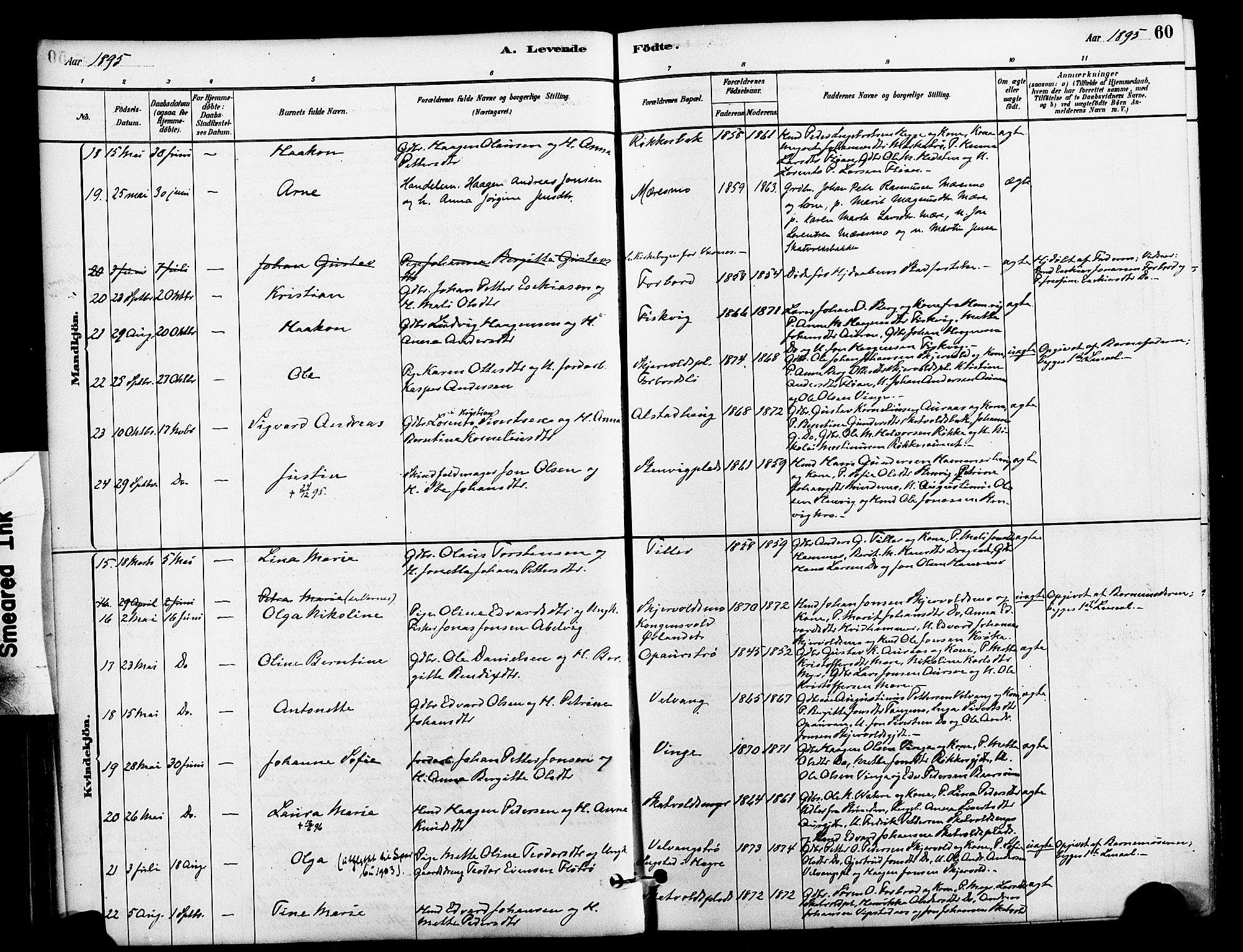 Ministerialprotokoller, klokkerbøker og fødselsregistre - Nord-Trøndelag, AV/SAT-A-1458/712/L0100: Parish register (official) no. 712A01, 1880-1900, p. 60