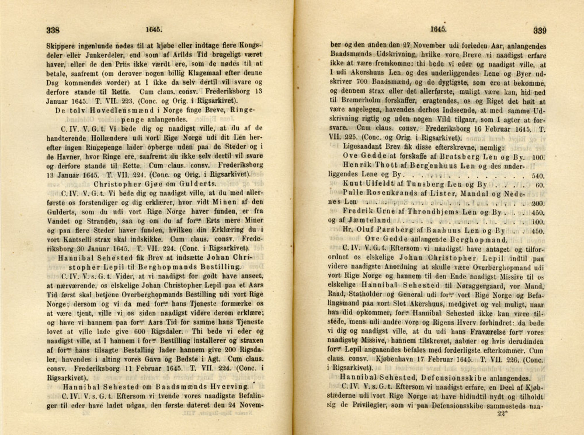 Publikasjoner utgitt av Det Norske Historiske Kildeskriftfond, PUBL/-/-/-: Norske Rigs-Registranter, bind 8, 1641-1648, p. 338-339