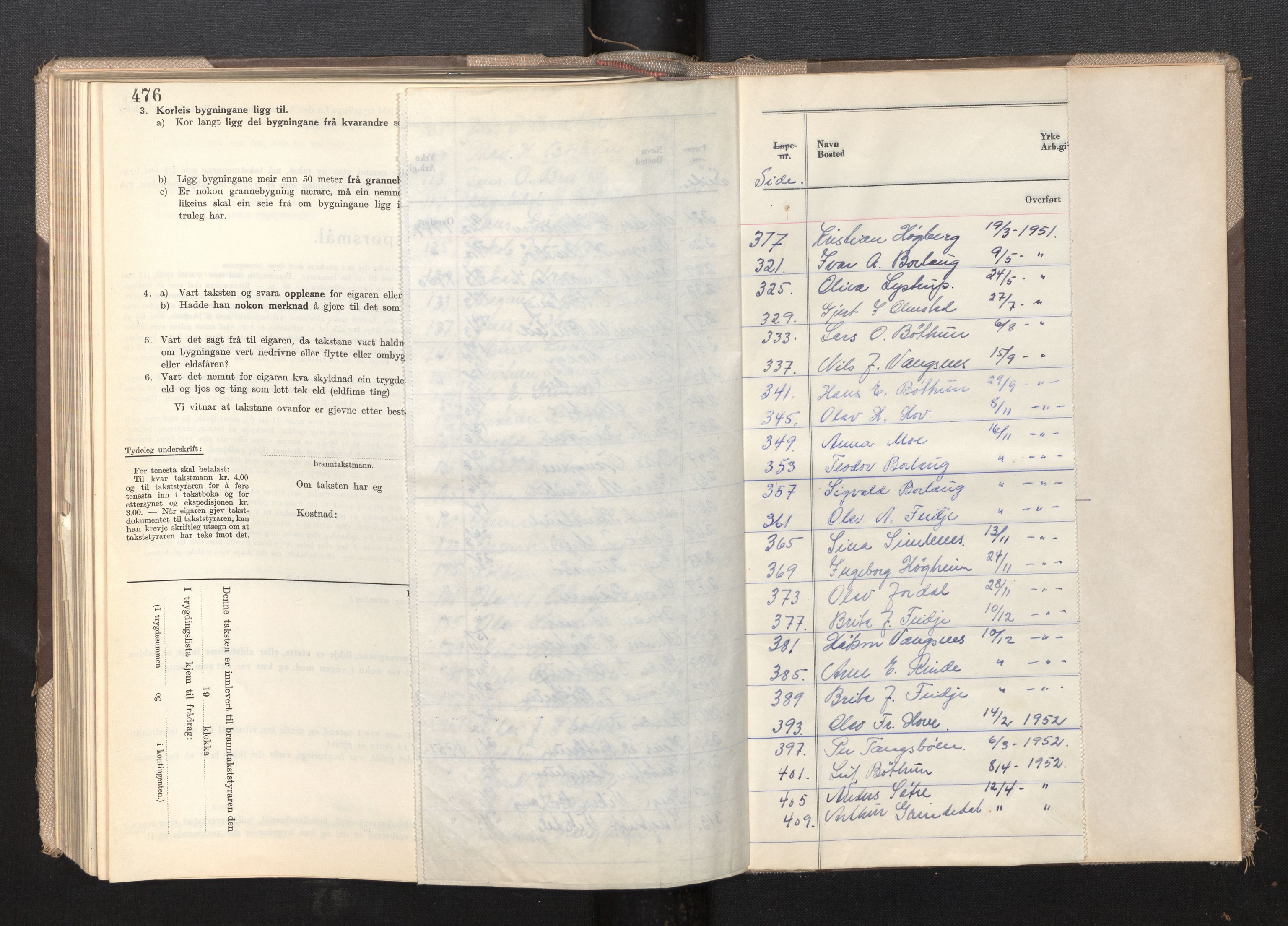 Lensmannen i Leikanger, AV/SAB-A-29201/0012/L0009: Branntakstprotokoll, skjematakst, 1946-1952