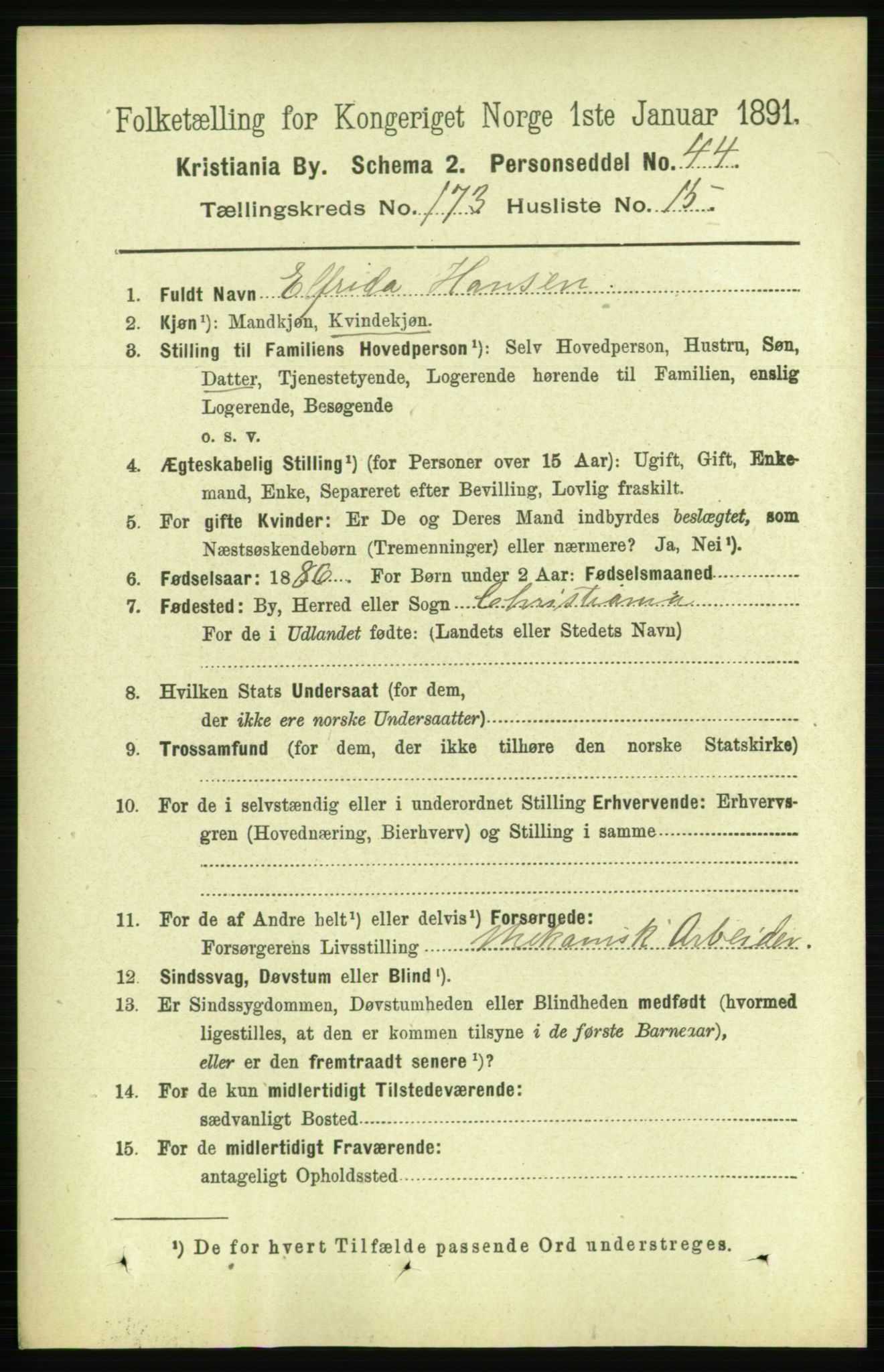 RA, 1891 census for 0301 Kristiania, 1891, p. 103618