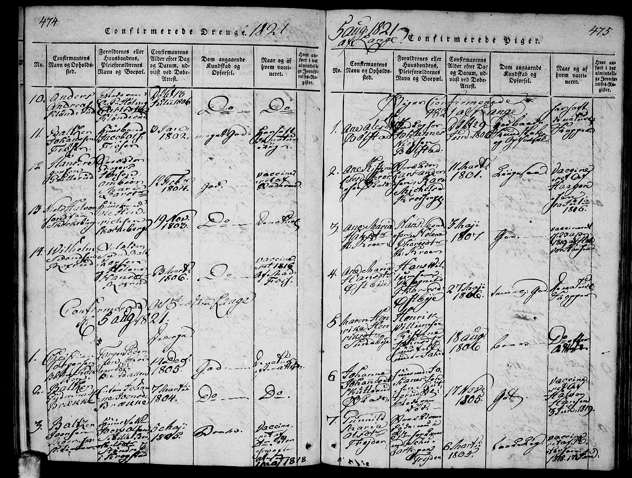 Ås prestekontor Kirkebøker, AV/SAO-A-10894/F/Fa/L0004: Parish register (official) no. I 4, 1818-1826, p. 474-475