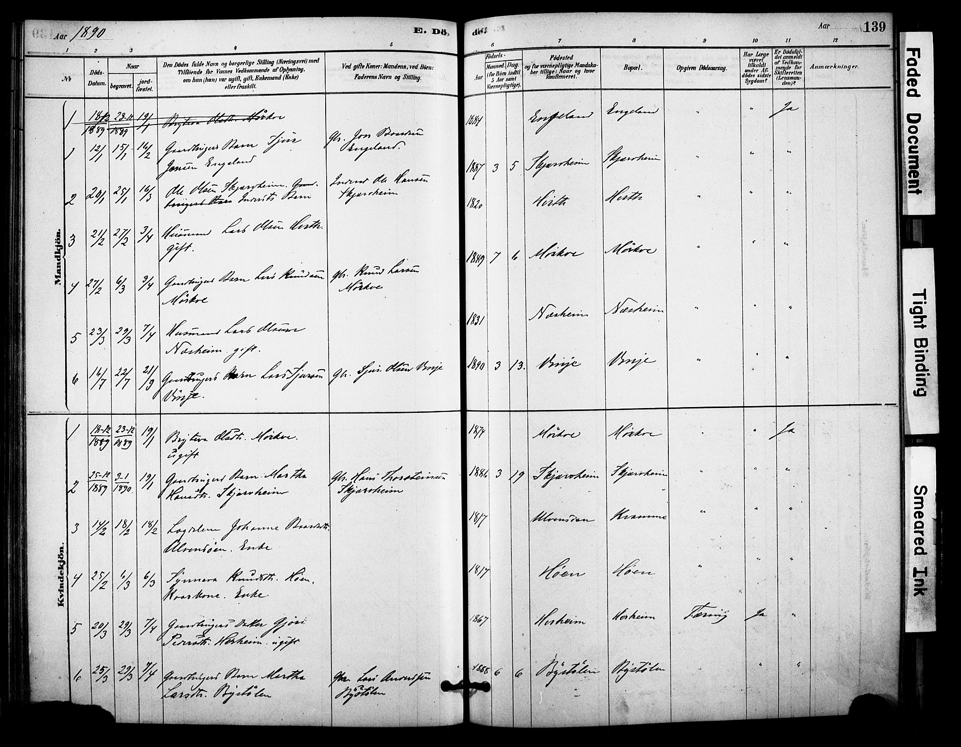 Vossestrand Sokneprestembete, AV/SAB-A-79101/H/Haa: Parish register (official) no. C 1, 1878-1903, p. 139