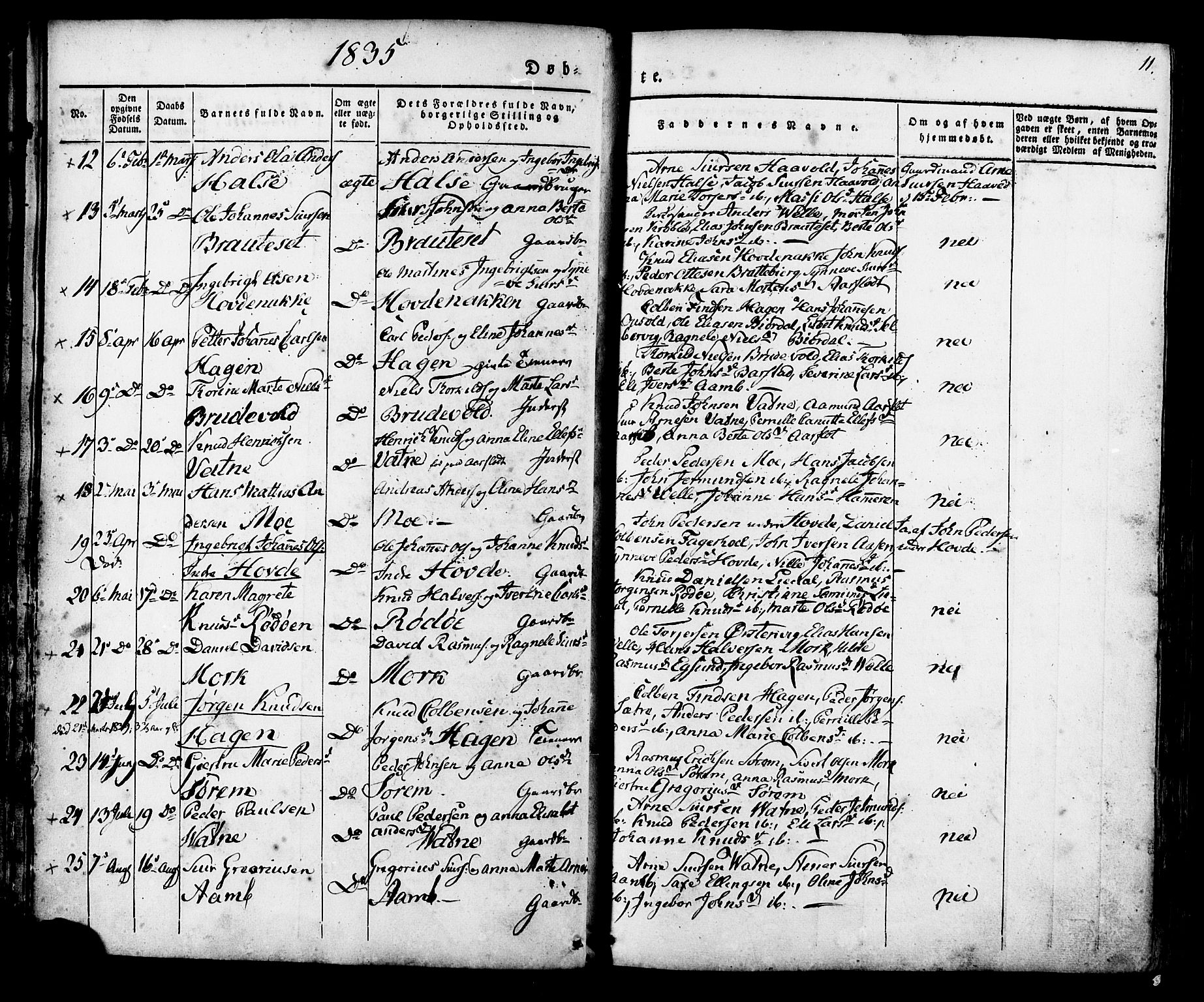 Ministerialprotokoller, klokkerbøker og fødselsregistre - Møre og Romsdal, AV/SAT-A-1454/513/L0174: Parish register (official) no. 513A01, 1831-1855, p. 11