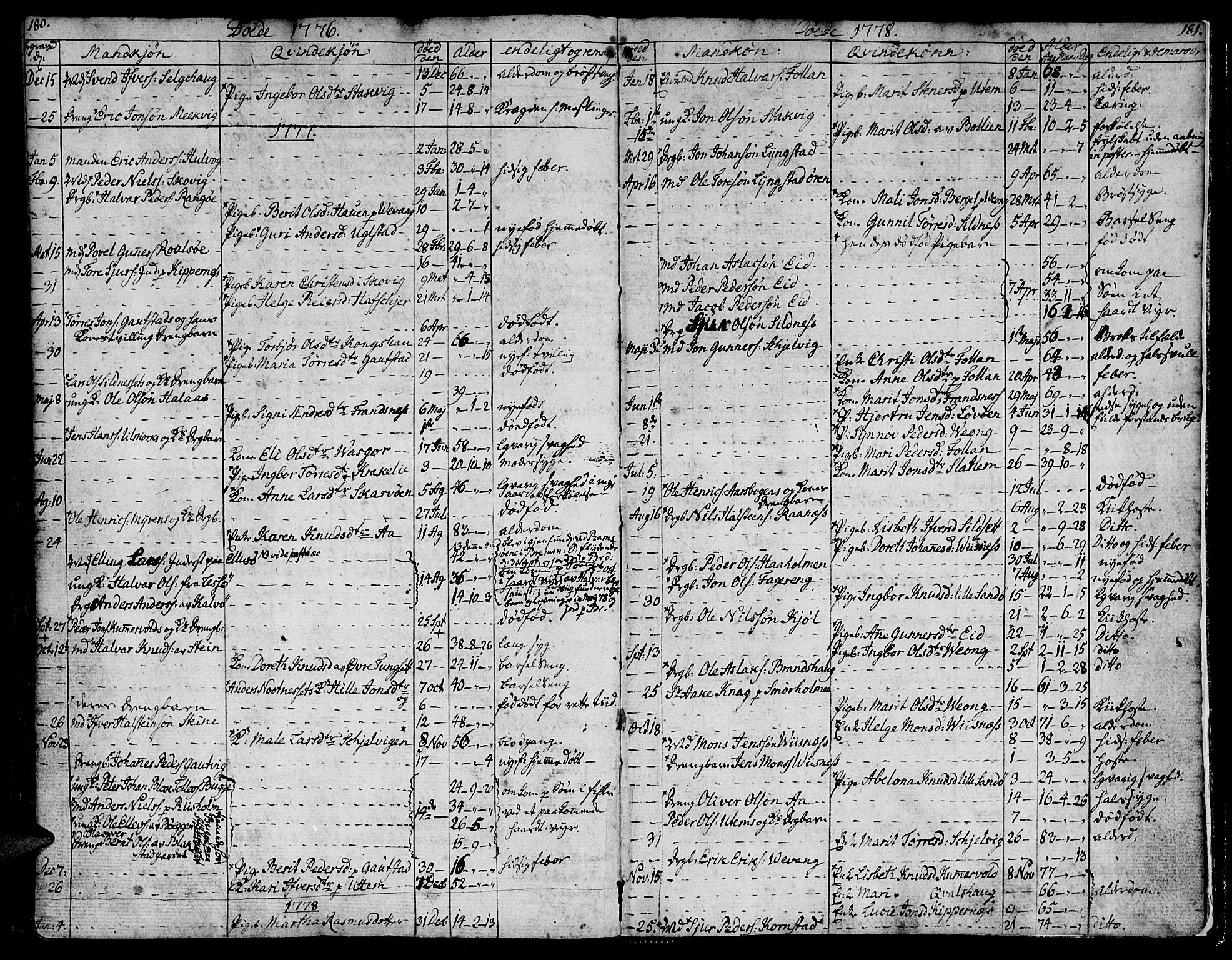 Ministerialprotokoller, klokkerbøker og fødselsregistre - Møre og Romsdal, SAT/A-1454/570/L0829: Parish register (official) no. 570A03, 1769-1788, p. 180-181