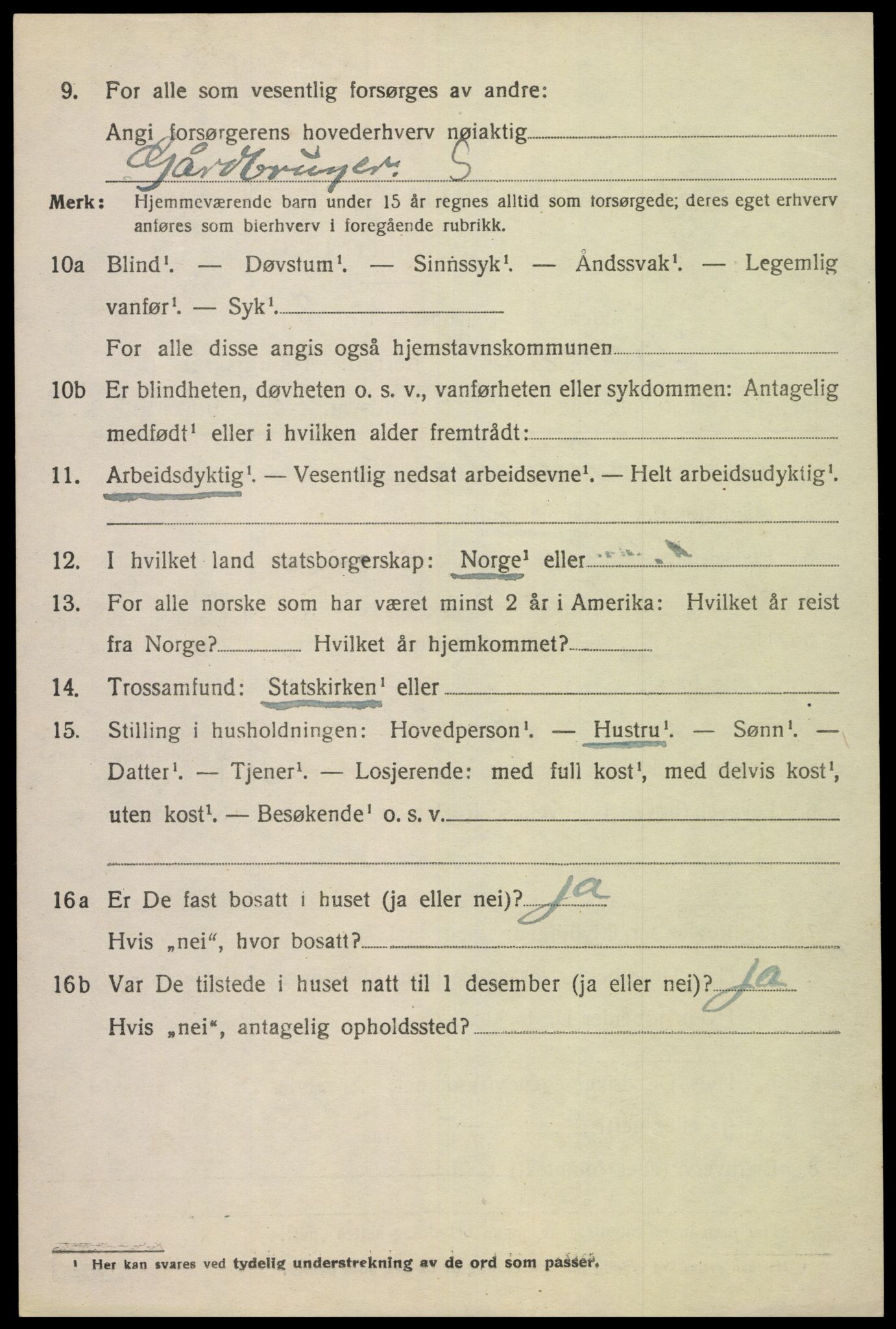 SAK, 1920 census for Bakke, 1920, p. 3121