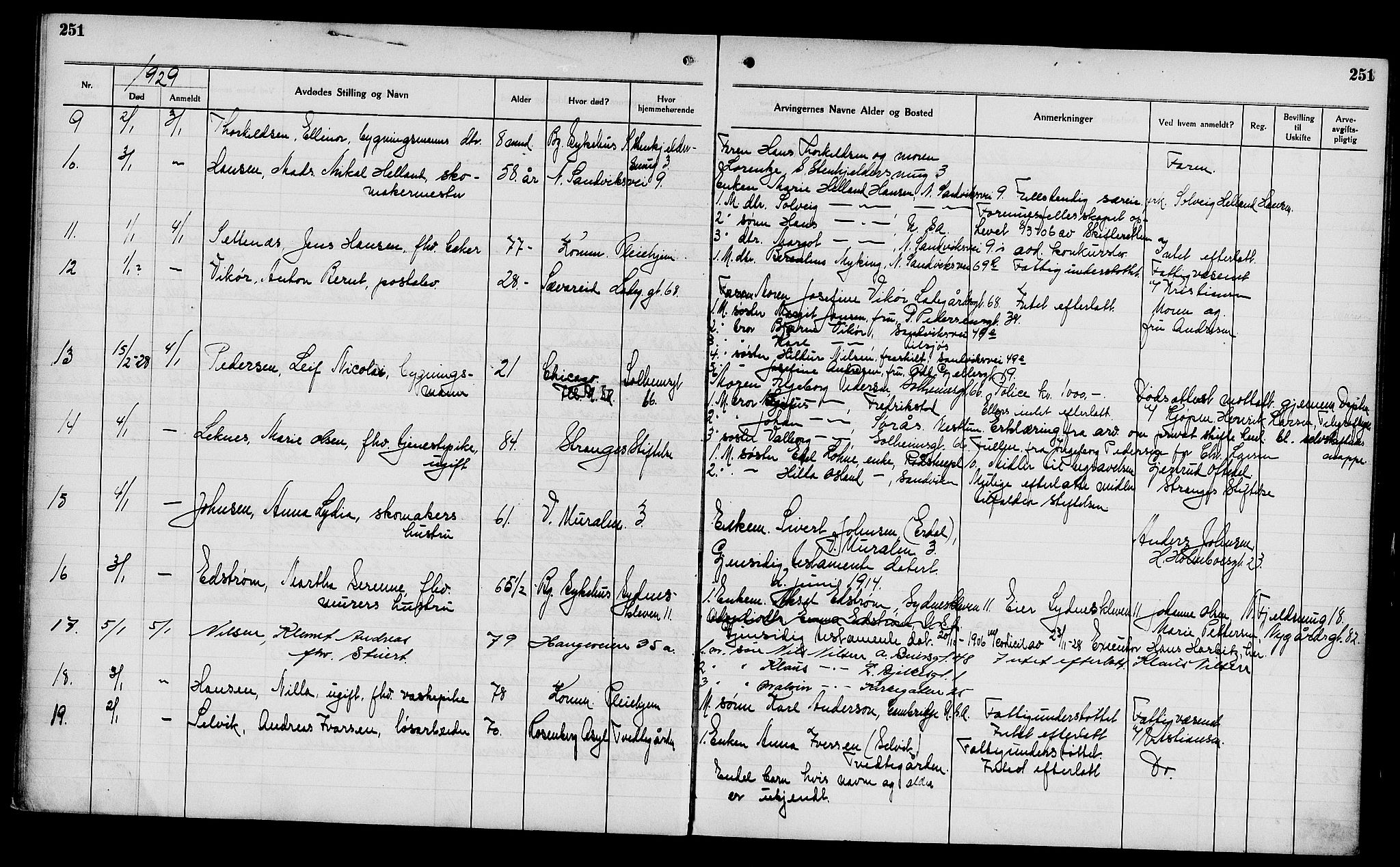 Byfogd og Byskriver i Bergen, AV/SAB-A-3401/06/06Na/L0016: Dødsfallsjournaler, 1927-1929, p. 251