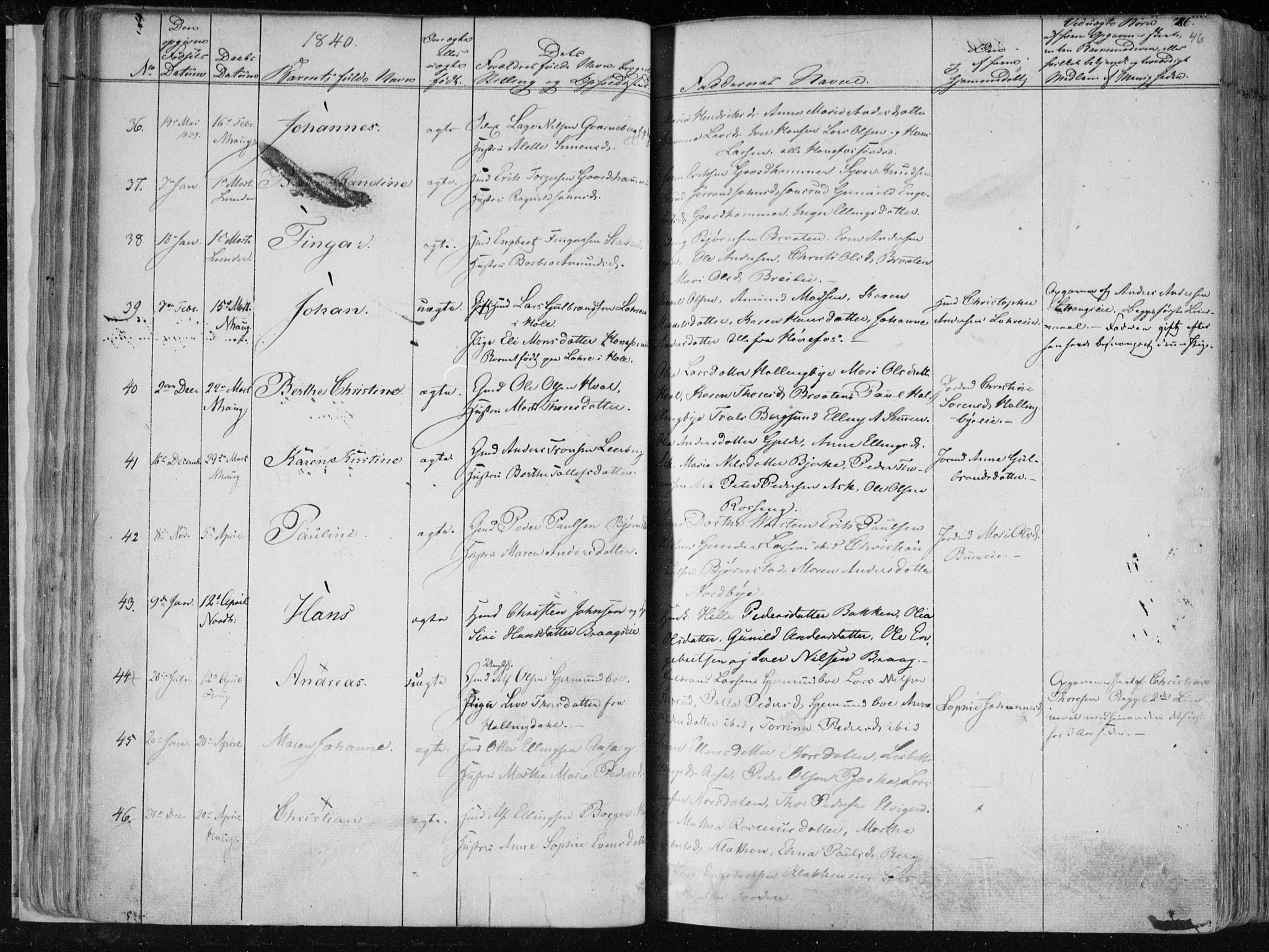 Norderhov kirkebøker, AV/SAKO-A-237/F/Fa/L0010: Parish register (official) no. 10, 1837-1847, p. 46