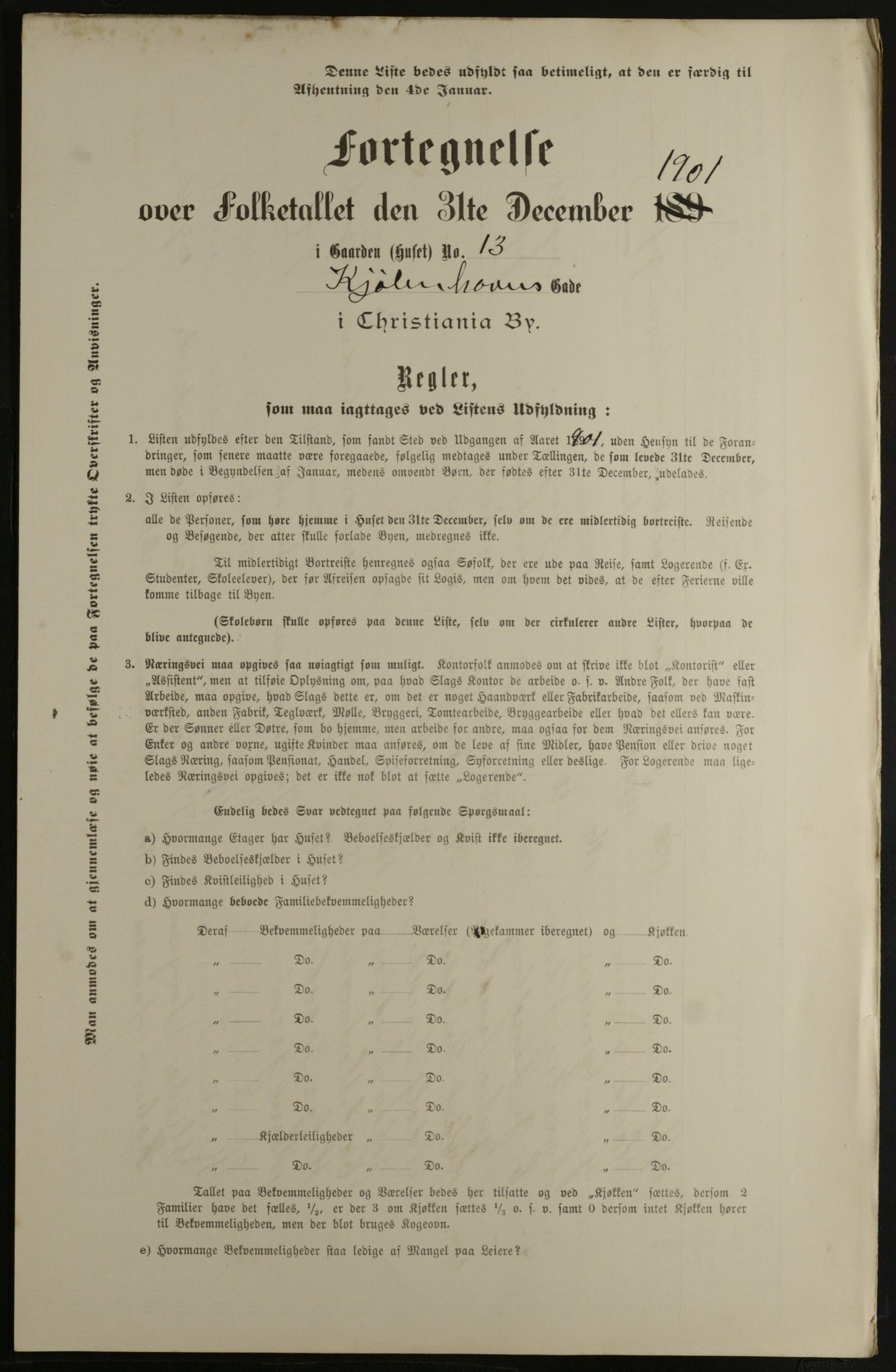 OBA, Municipal Census 1901 for Kristiania, 1901, p. 8485