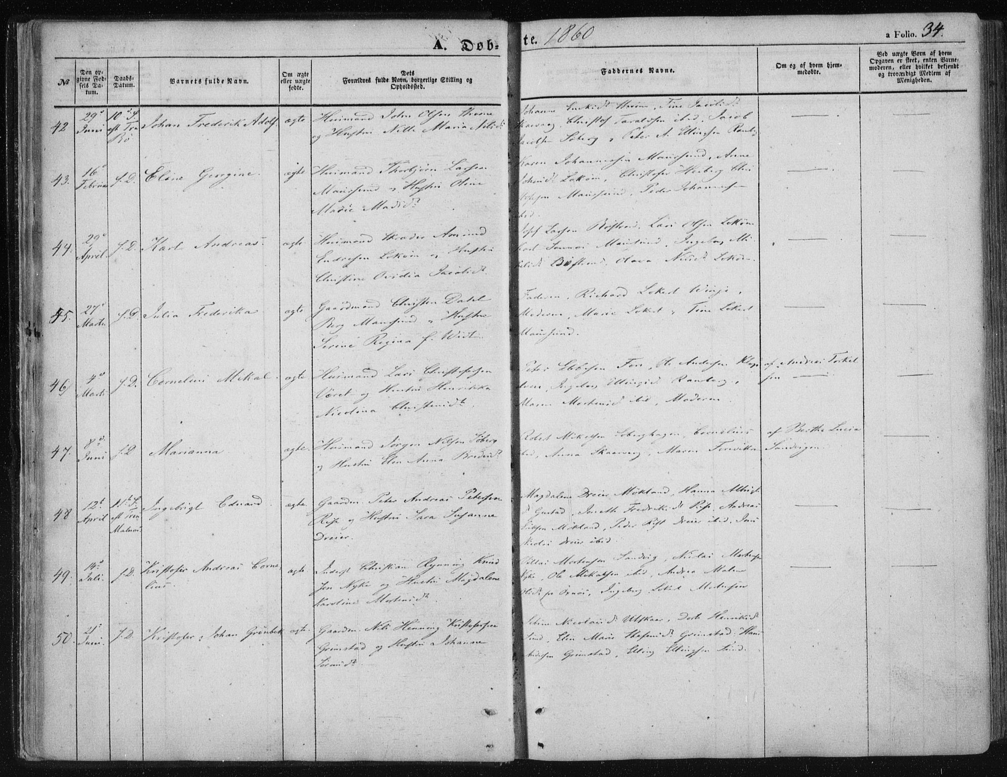 Ministerialprotokoller, klokkerbøker og fødselsregistre - Nordland, SAT/A-1459/891/L1300: Parish register (official) no. 891A05, 1856-1870, p. 34