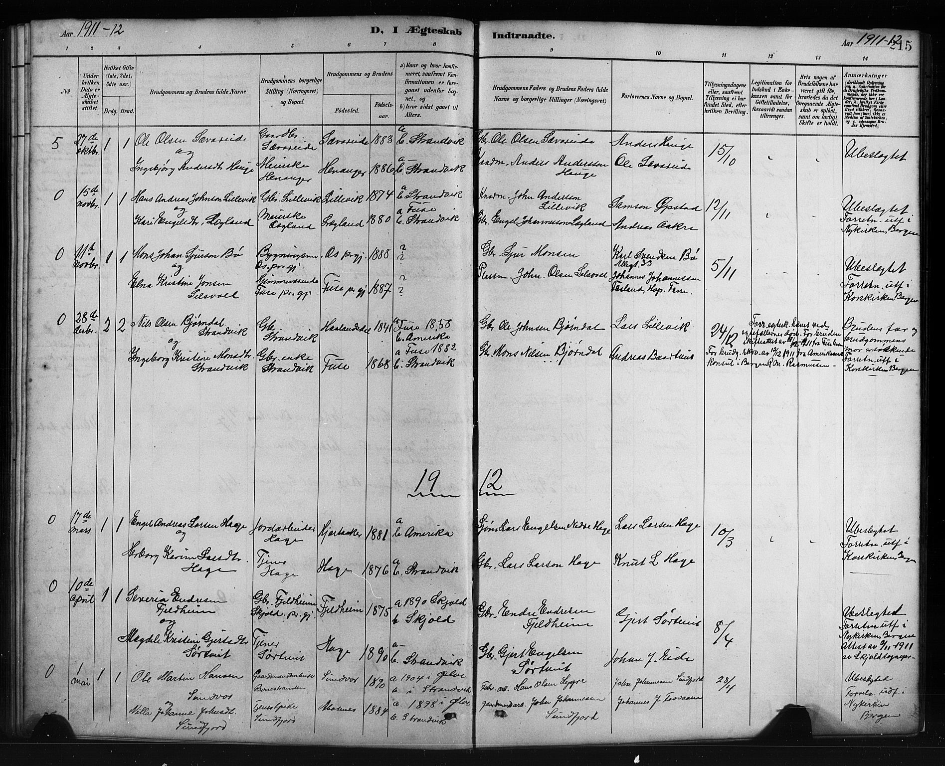 Fusa sokneprestembete, SAB/A-75401/H/Hab: Parish register (copy) no. C 2, 1886-1926, p. 215