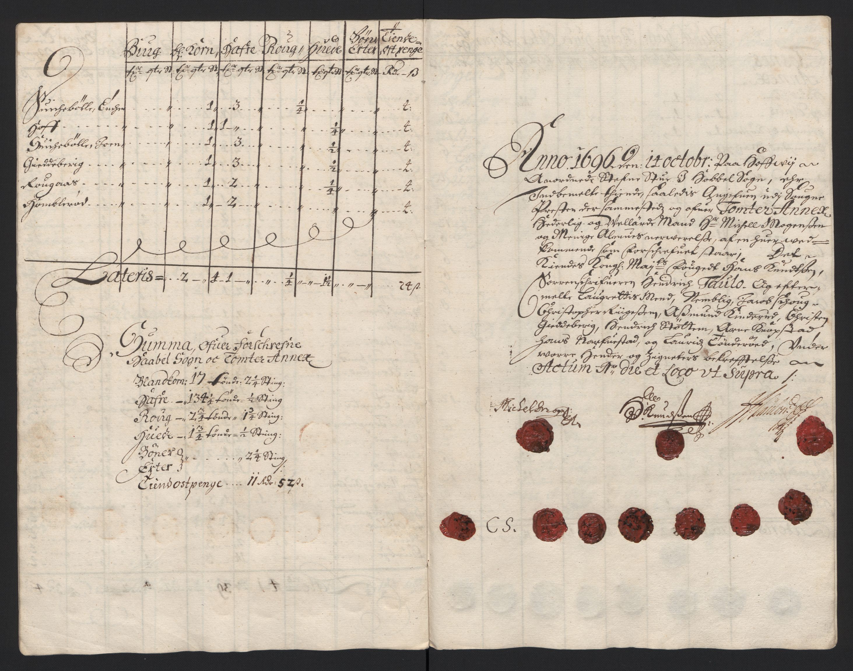 Rentekammeret inntil 1814, Reviderte regnskaper, Fogderegnskap, AV/RA-EA-4092/R04/L0124: Fogderegnskap Moss, Onsøy, Tune, Veme og Åbygge, 1696, p. 42