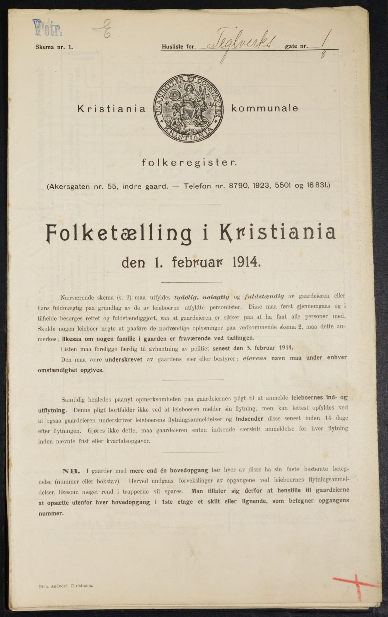 OBA, Municipal Census 1914 for Kristiania, 1914, p. 108048