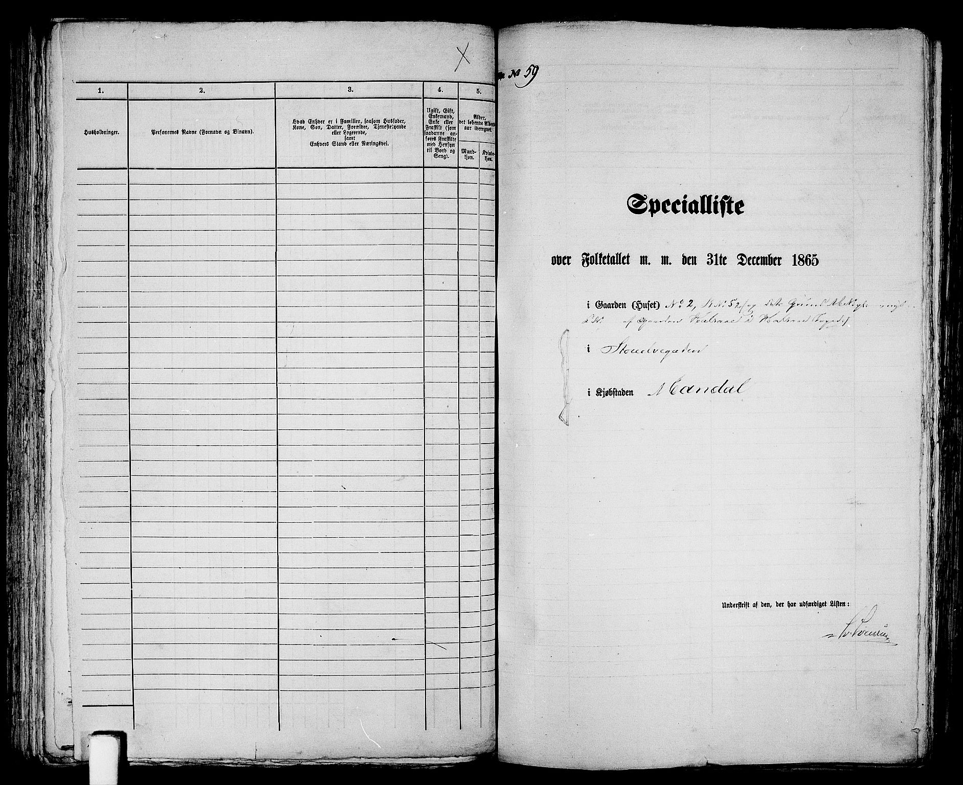 RA, 1865 census for Mandal/Mandal, 1865, p. 119