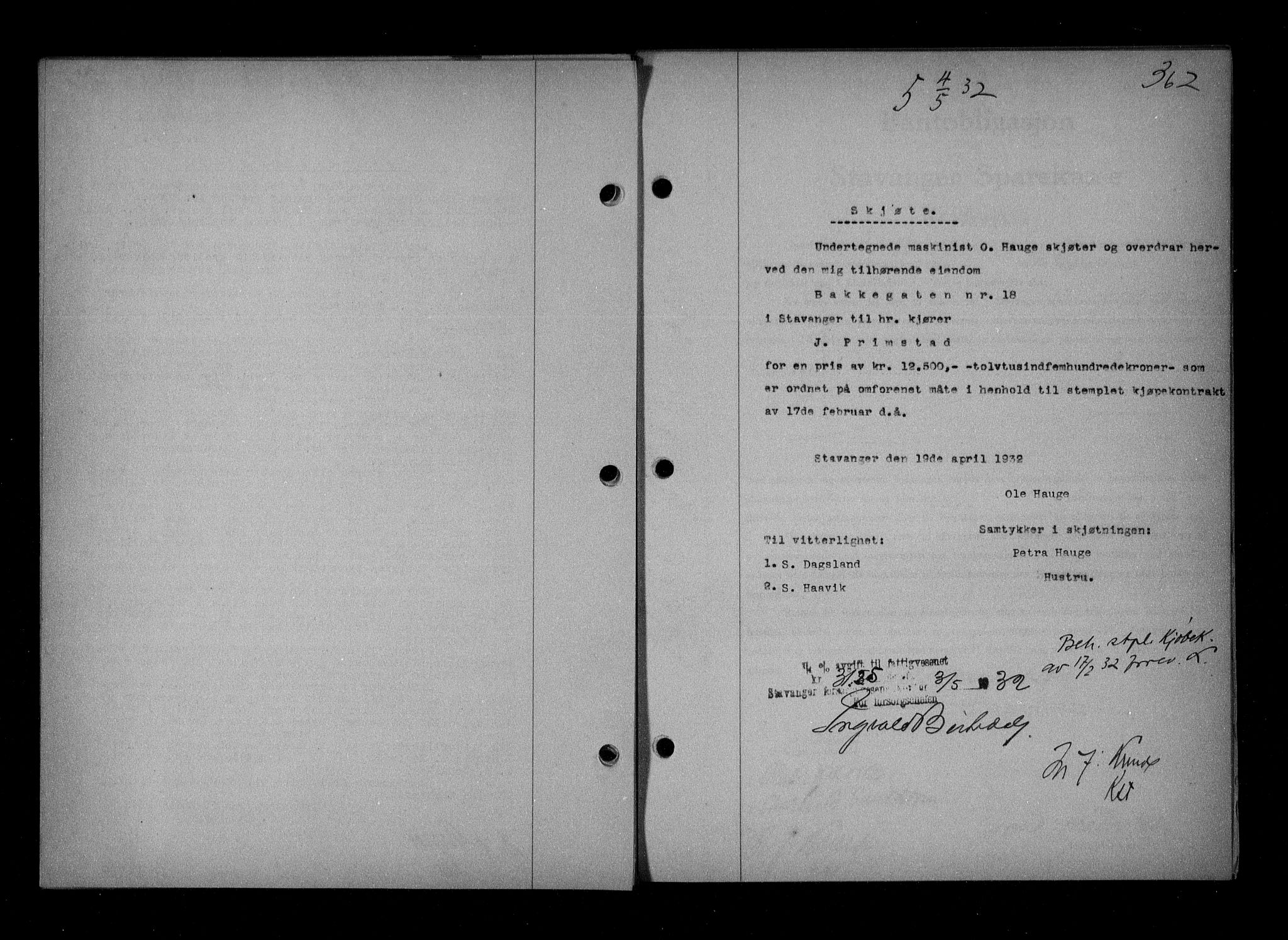 Stavanger byfogd, SAST/A-101408/001/4/41/410/410BB/L0061: Mortgage book no. 51, 1932-1932, Deed date: 04.05.1932