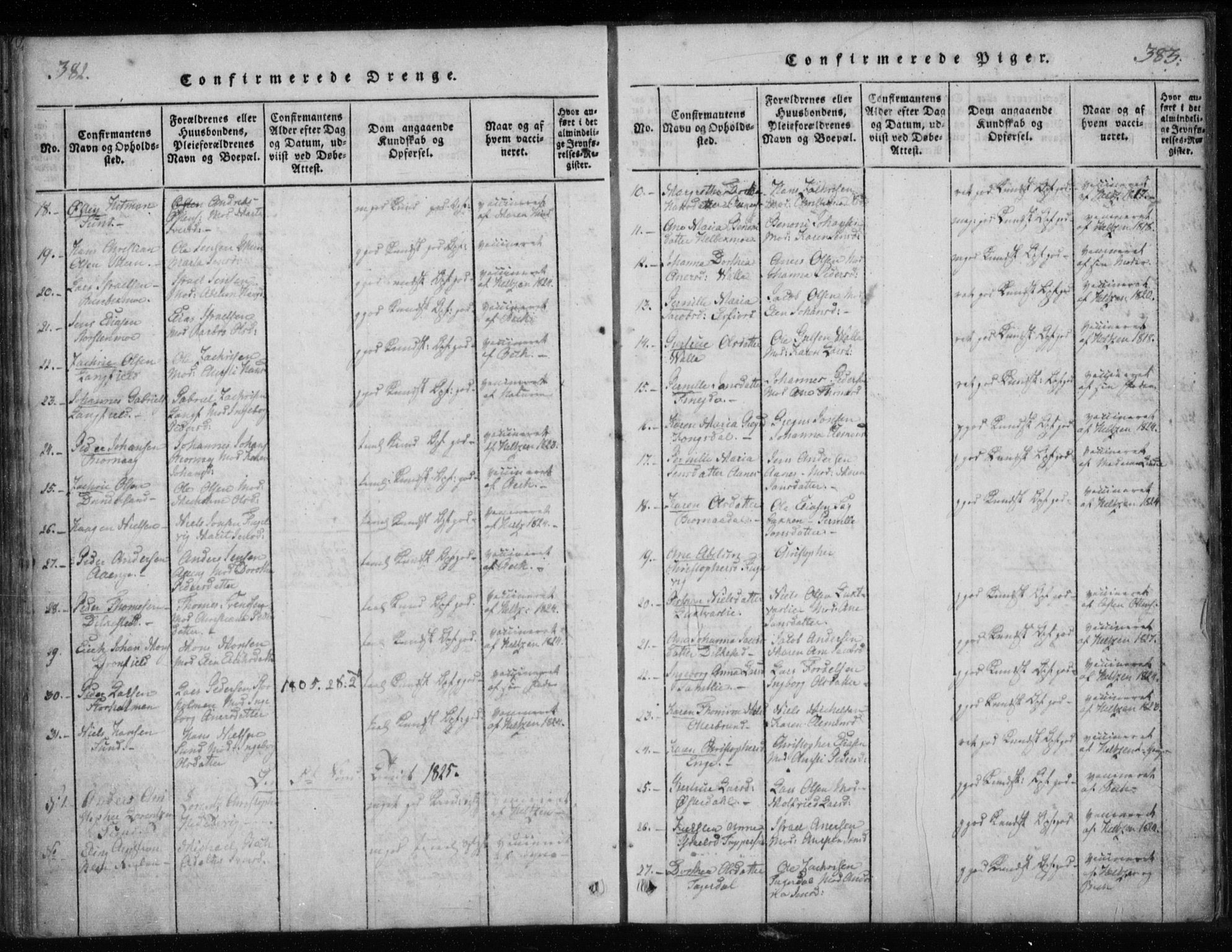 Ministerialprotokoller, klokkerbøker og fødselsregistre - Nordland, AV/SAT-A-1459/825/L0353: Parish register (official) no. 825A07, 1820-1826, p. 382-383