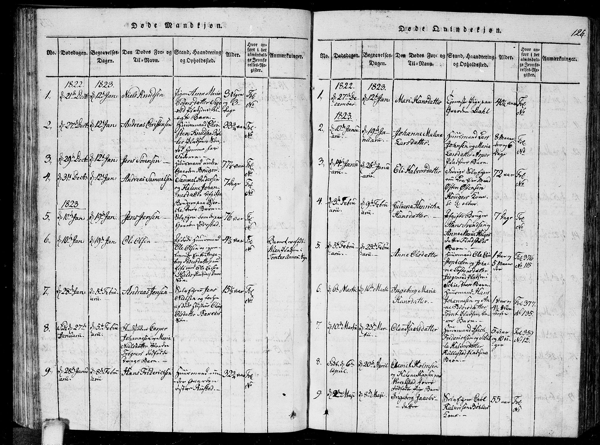 Kråkstad prestekontor Kirkebøker, AV/SAO-A-10125a/G/Ga/L0001: Parish register (copy) no. I 1, 1813-1824, p. 126