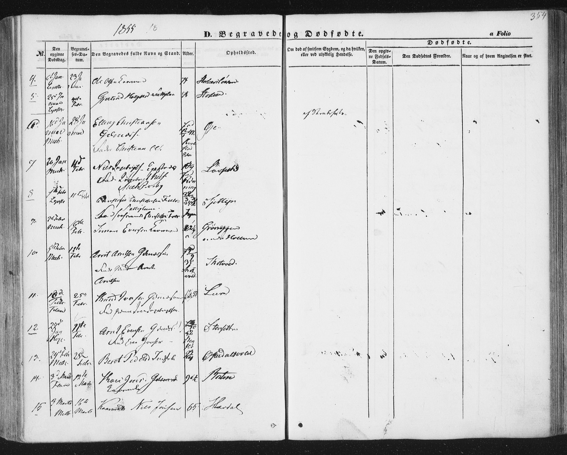 Ministerialprotokoller, klokkerbøker og fødselsregistre - Sør-Trøndelag, SAT/A-1456/691/L1076: Parish register (official) no. 691A08, 1852-1861, p. 354