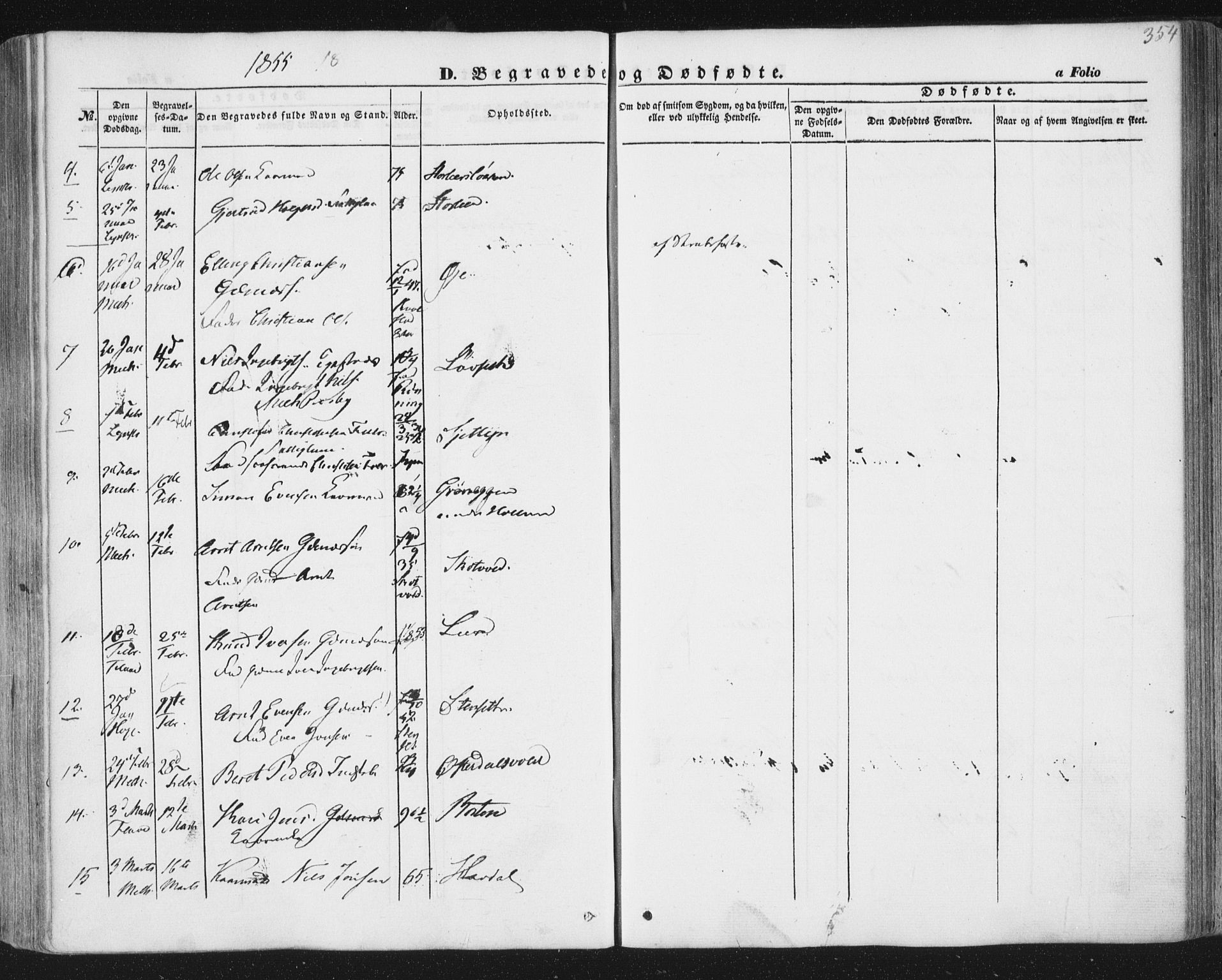 Ministerialprotokoller, klokkerbøker og fødselsregistre - Sør-Trøndelag, AV/SAT-A-1456/691/L1076: Parish register (official) no. 691A08, 1852-1861, p. 354