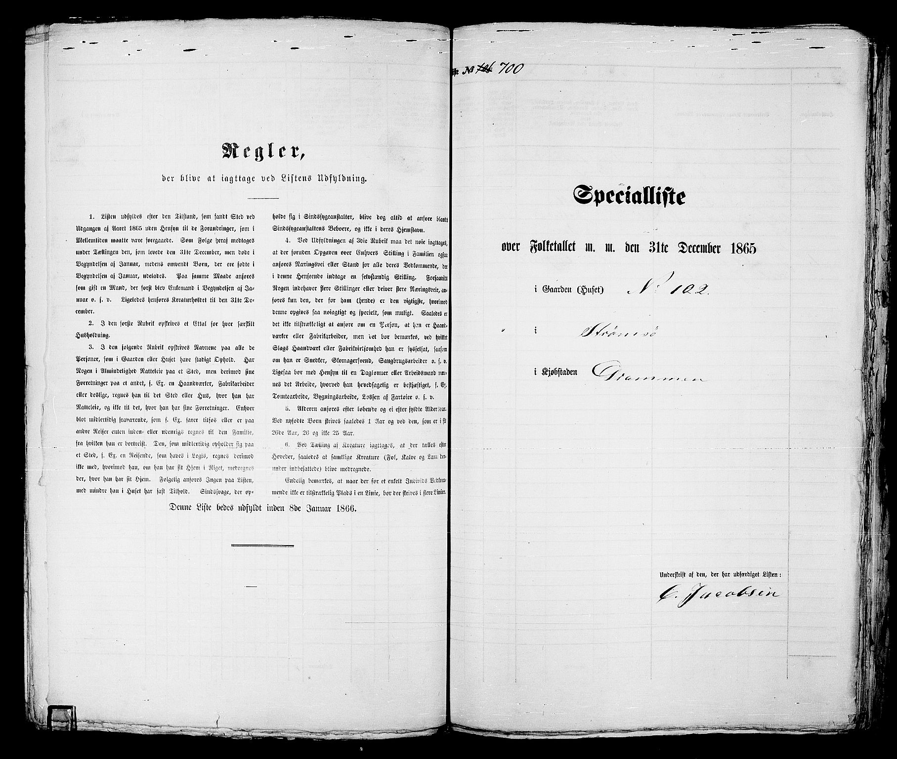 RA, 1865 census for Strømsø in Drammen, 1865, p. 215