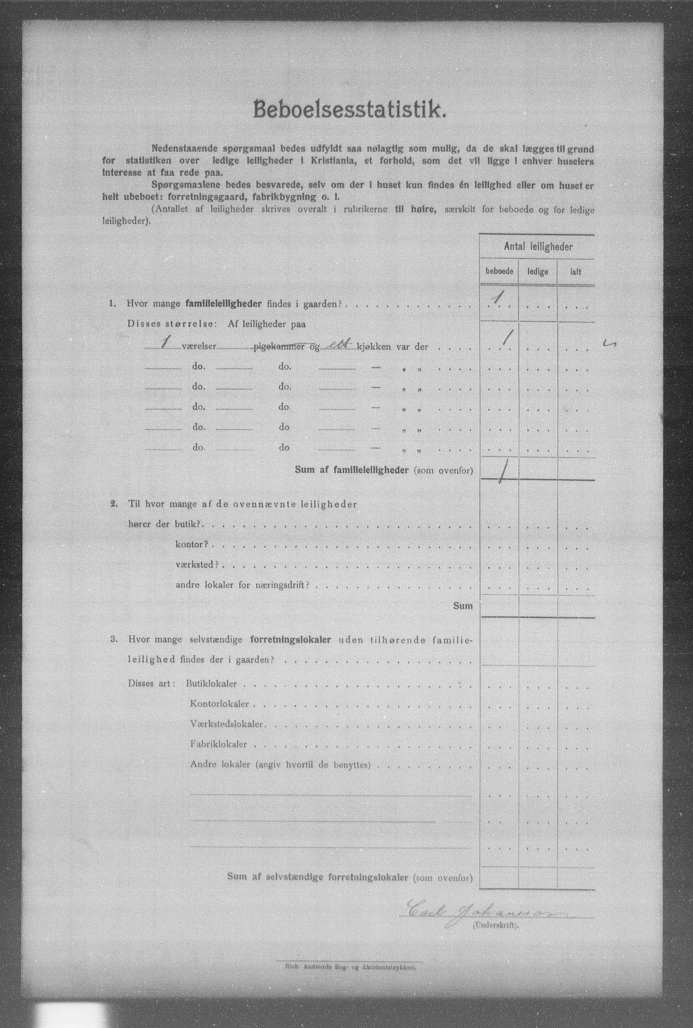OBA, Municipal Census 1904 for Kristiania, 1904, p. 1117