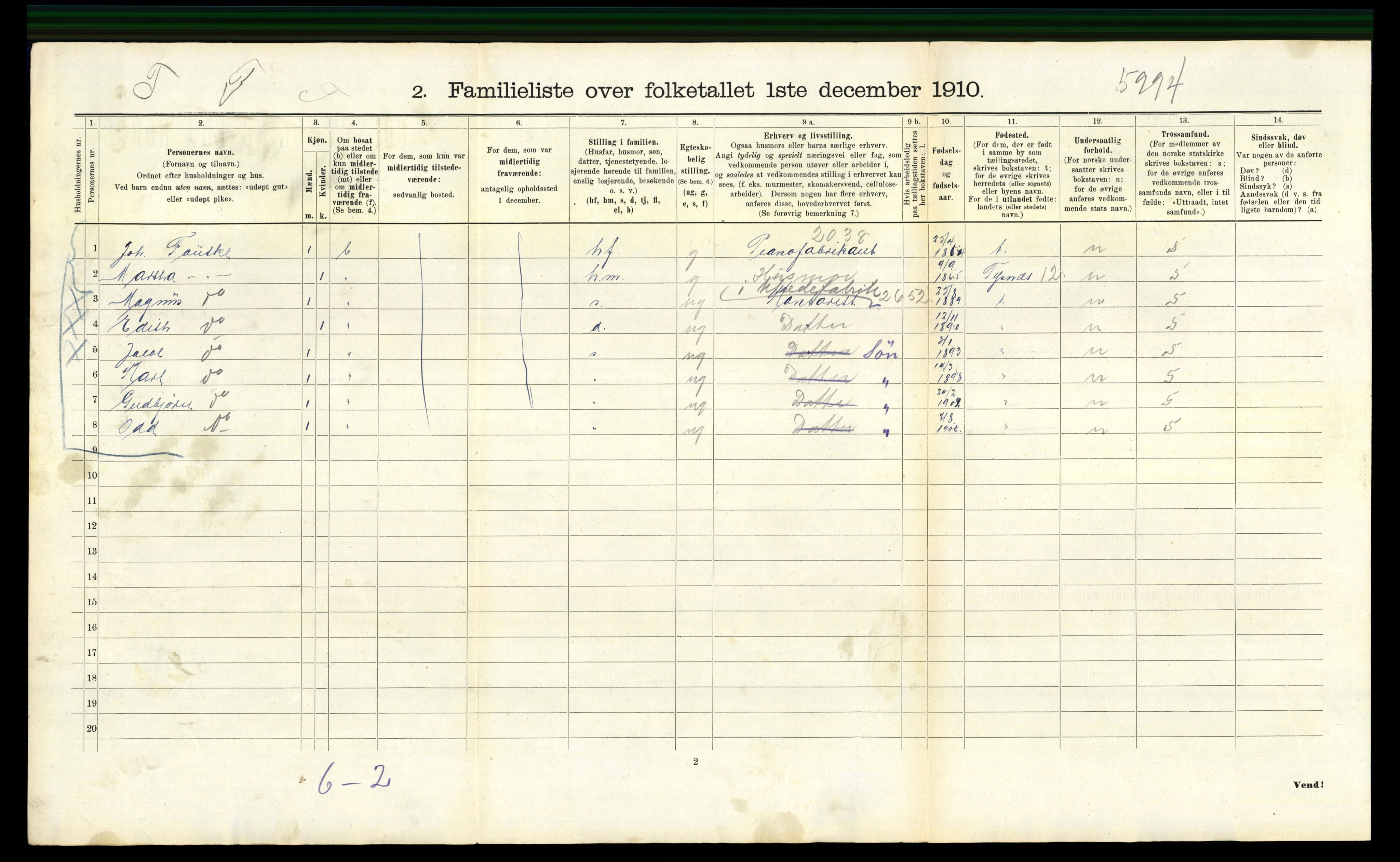 RA, 1910 census for Bergen, 1910, p. 7114