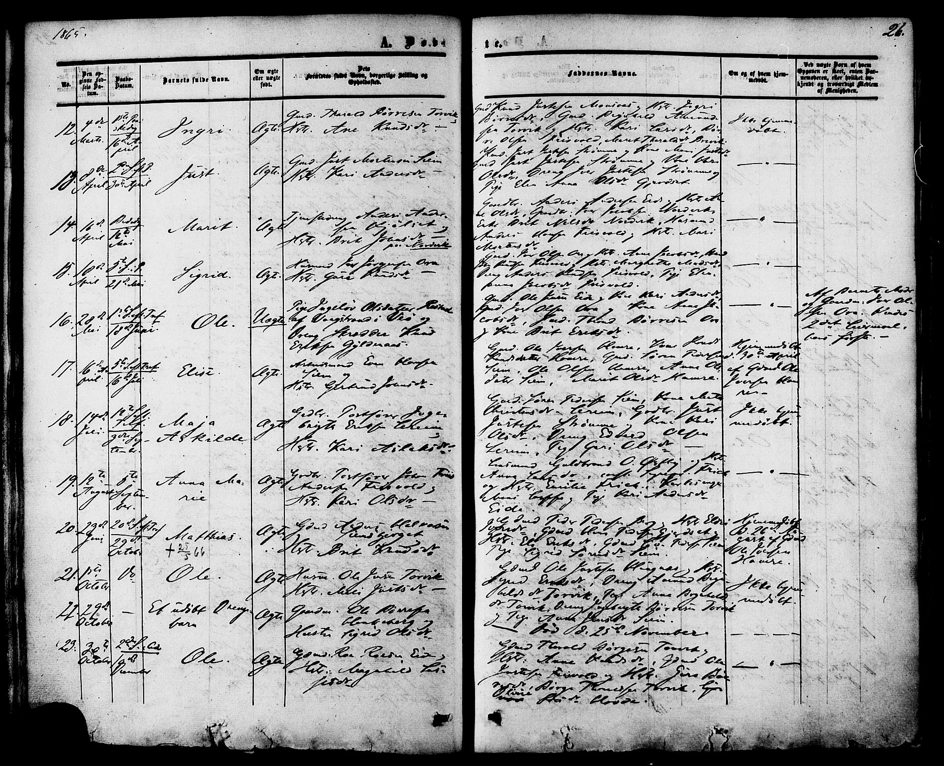 Ministerialprotokoller, klokkerbøker og fødselsregistre - Møre og Romsdal, AV/SAT-A-1454/542/L0552: Parish register (official) no. 542A02, 1854-1884, p. 26