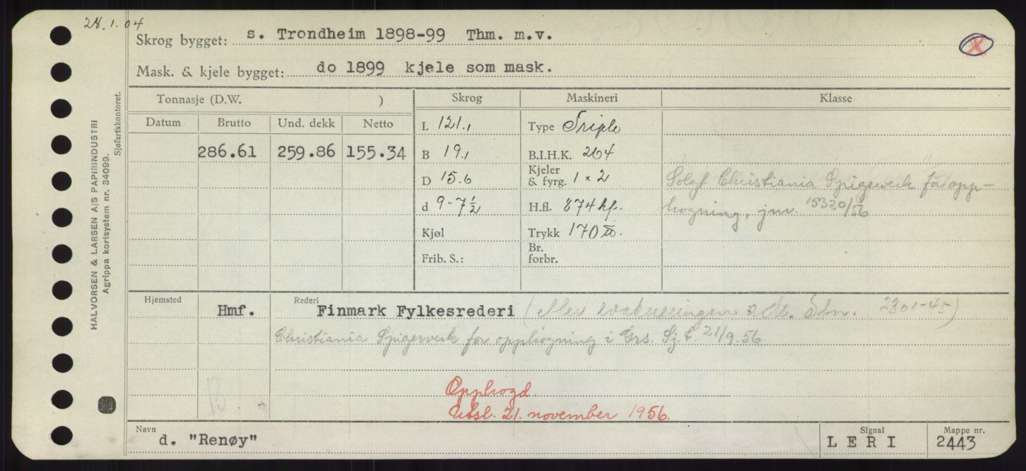 Sjøfartsdirektoratet med forløpere, Skipsmålingen, RA/S-1627/H/Hd/L0030: Fartøy, Q-Riv, p. 439