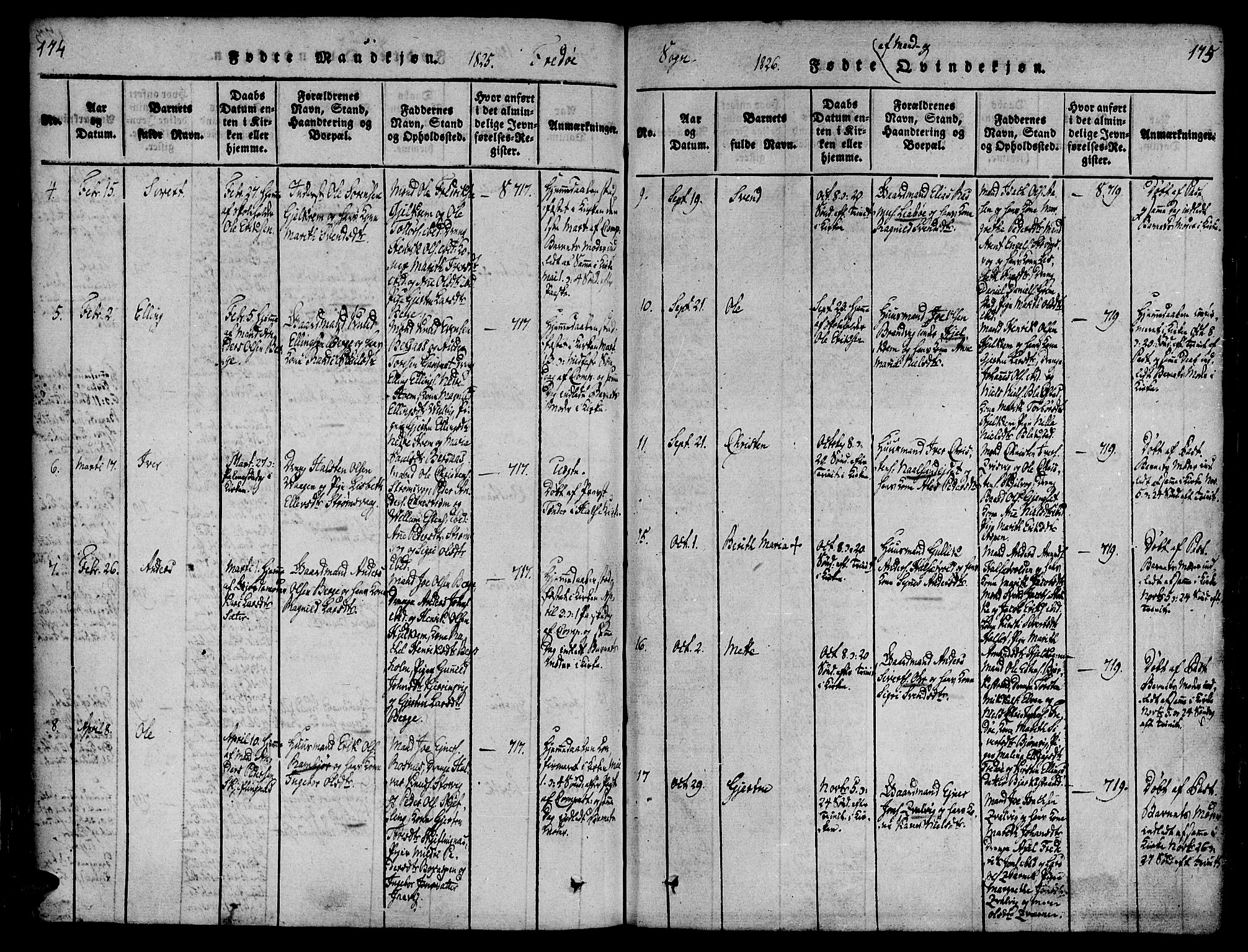 Ministerialprotokoller, klokkerbøker og fødselsregistre - Møre og Romsdal, AV/SAT-A-1454/586/L0982: Parish register (official) no. 586A08, 1819-1829, p. 174-175