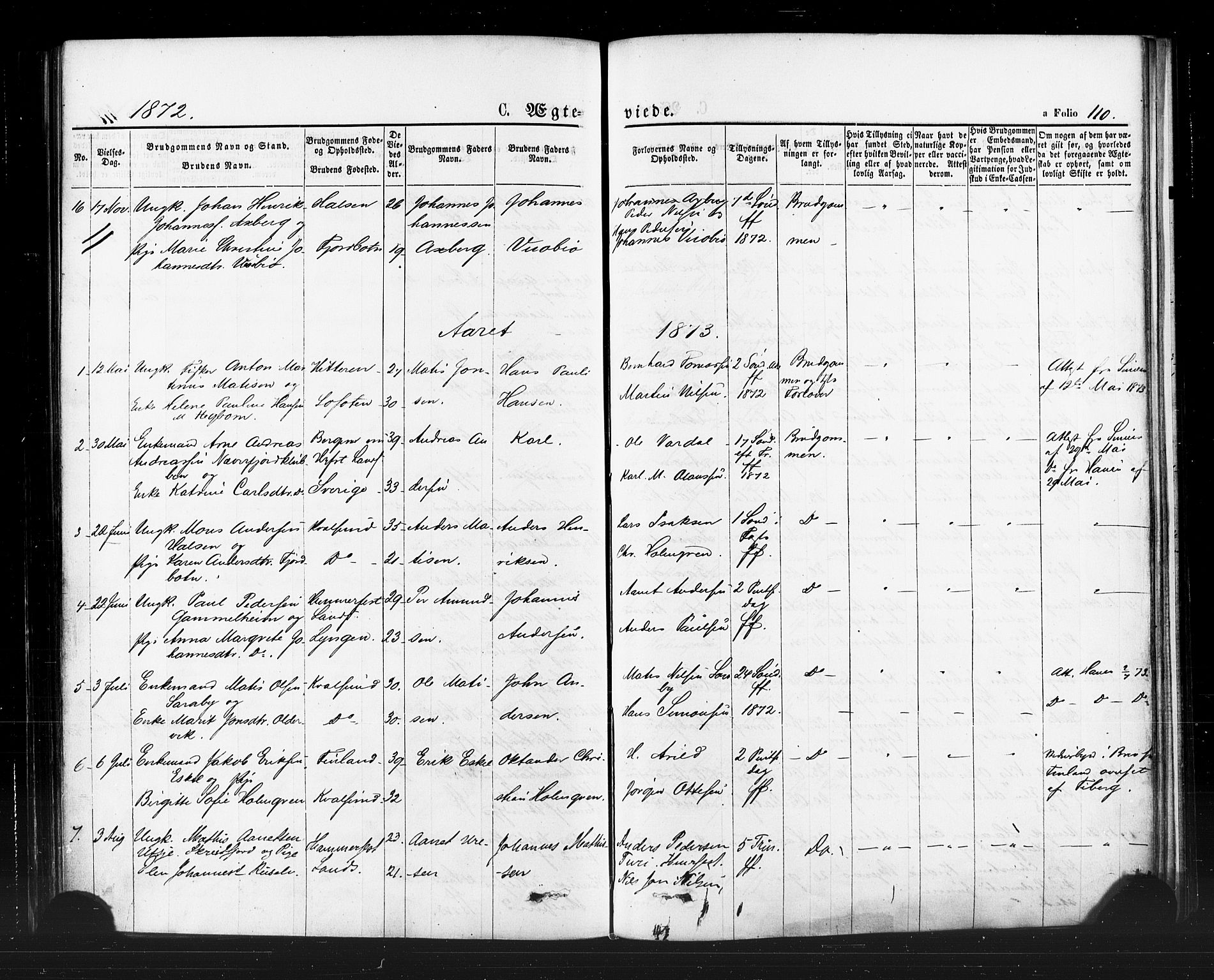 Hammerfest sokneprestkontor, AV/SATØ-S-1347/H/Ha/L0007.kirke: Parish register (official) no. 7, 1869-1884, p. 110