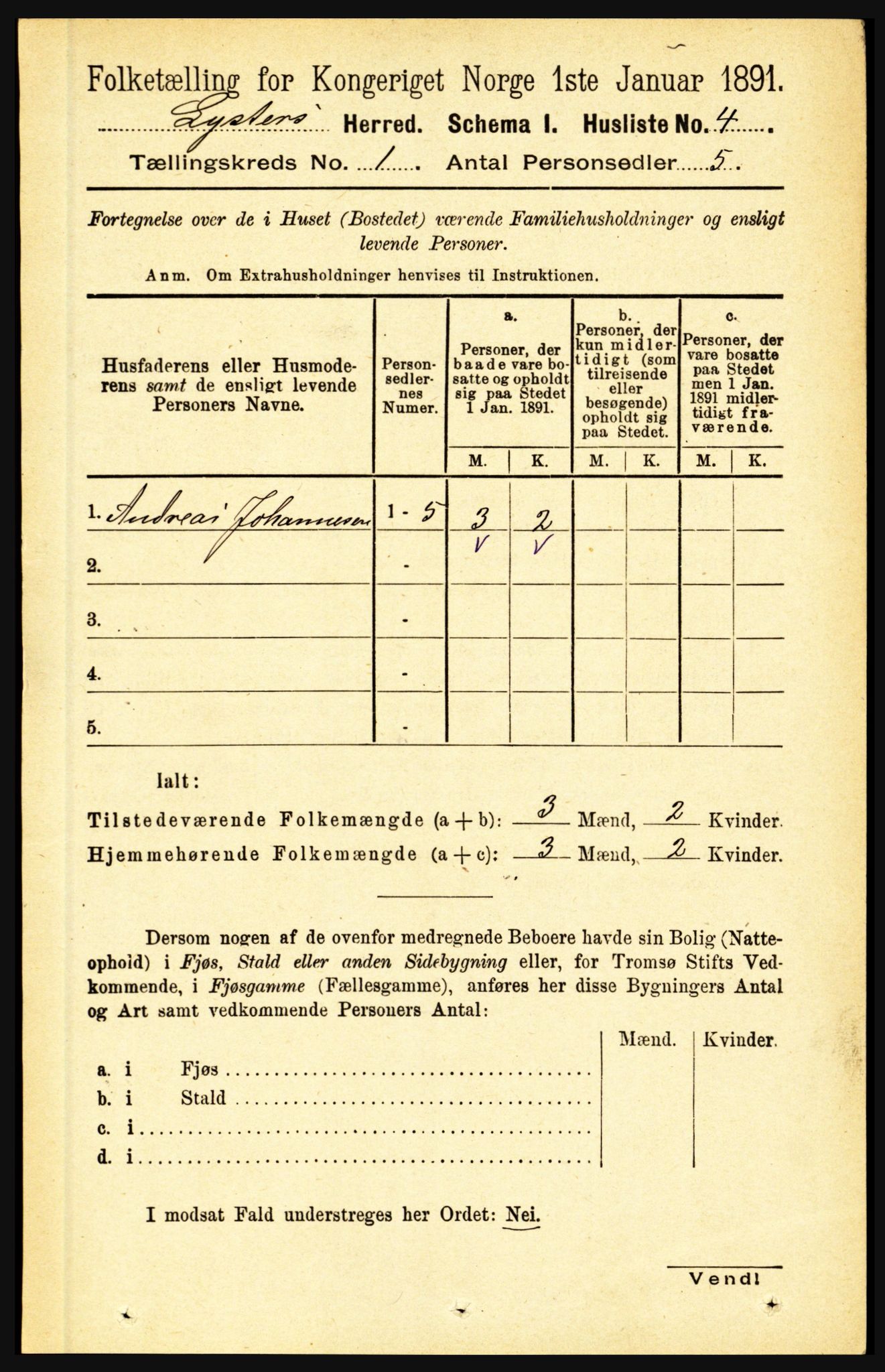 RA, 1891 census for 1426 Luster, 1891, p. 35