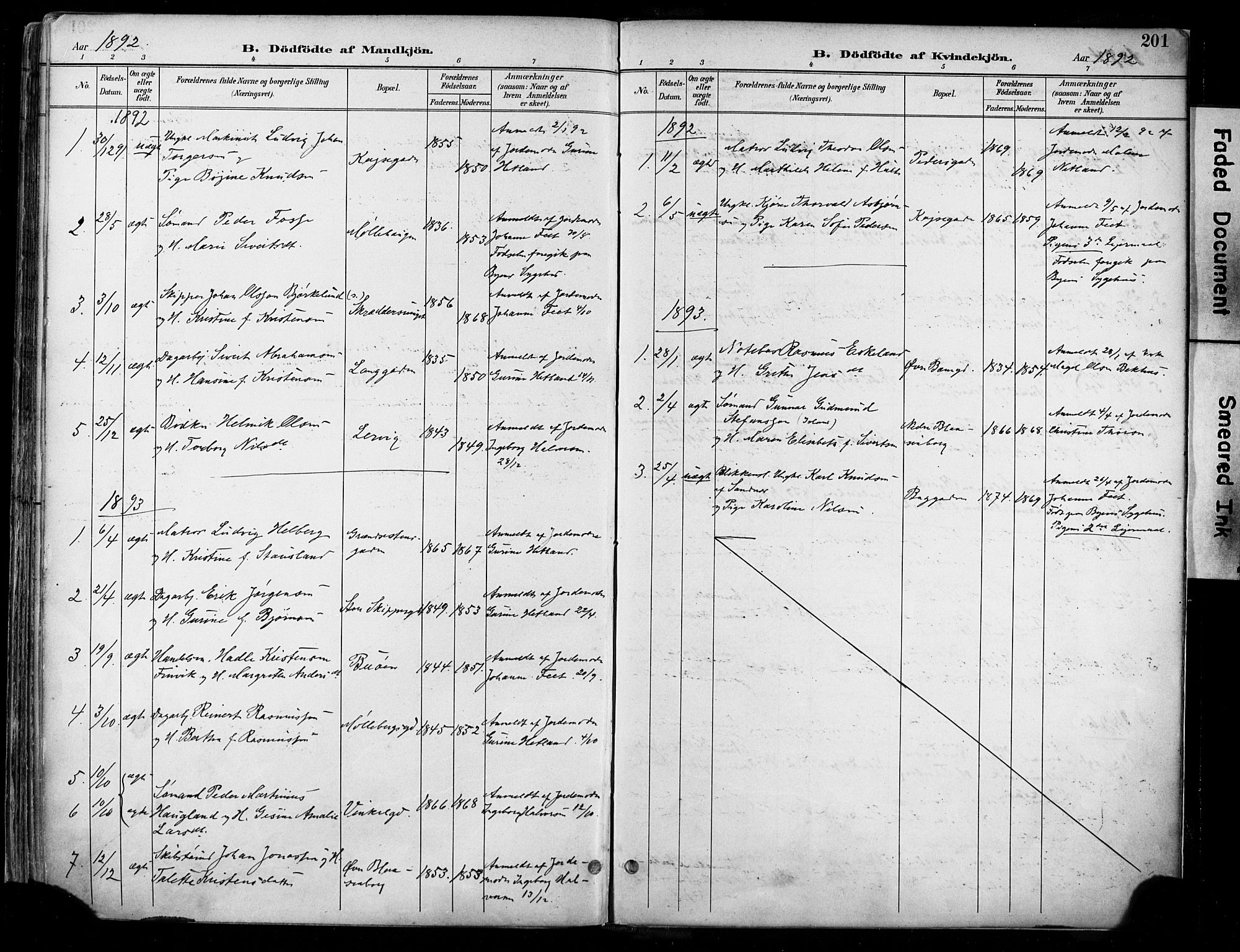 St. Johannes sokneprestkontor, SAST/A-101814/001/30/30BA/L0004: Parish register (official) no. A 4, 1891-1899, p. 201