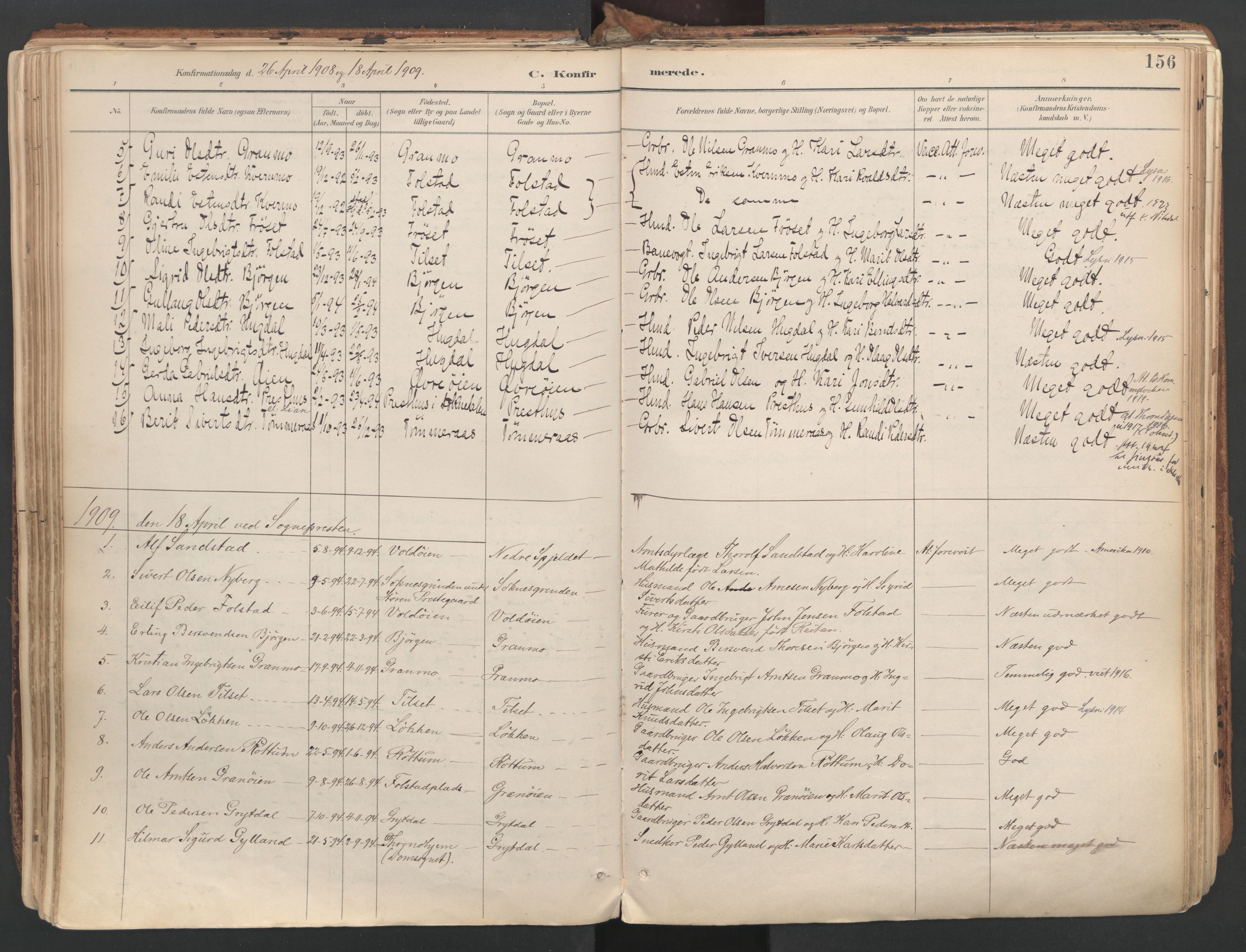 Ministerialprotokoller, klokkerbøker og fødselsregistre - Sør-Trøndelag, SAT/A-1456/687/L1004: Parish register (official) no. 687A10, 1891-1923, p. 156