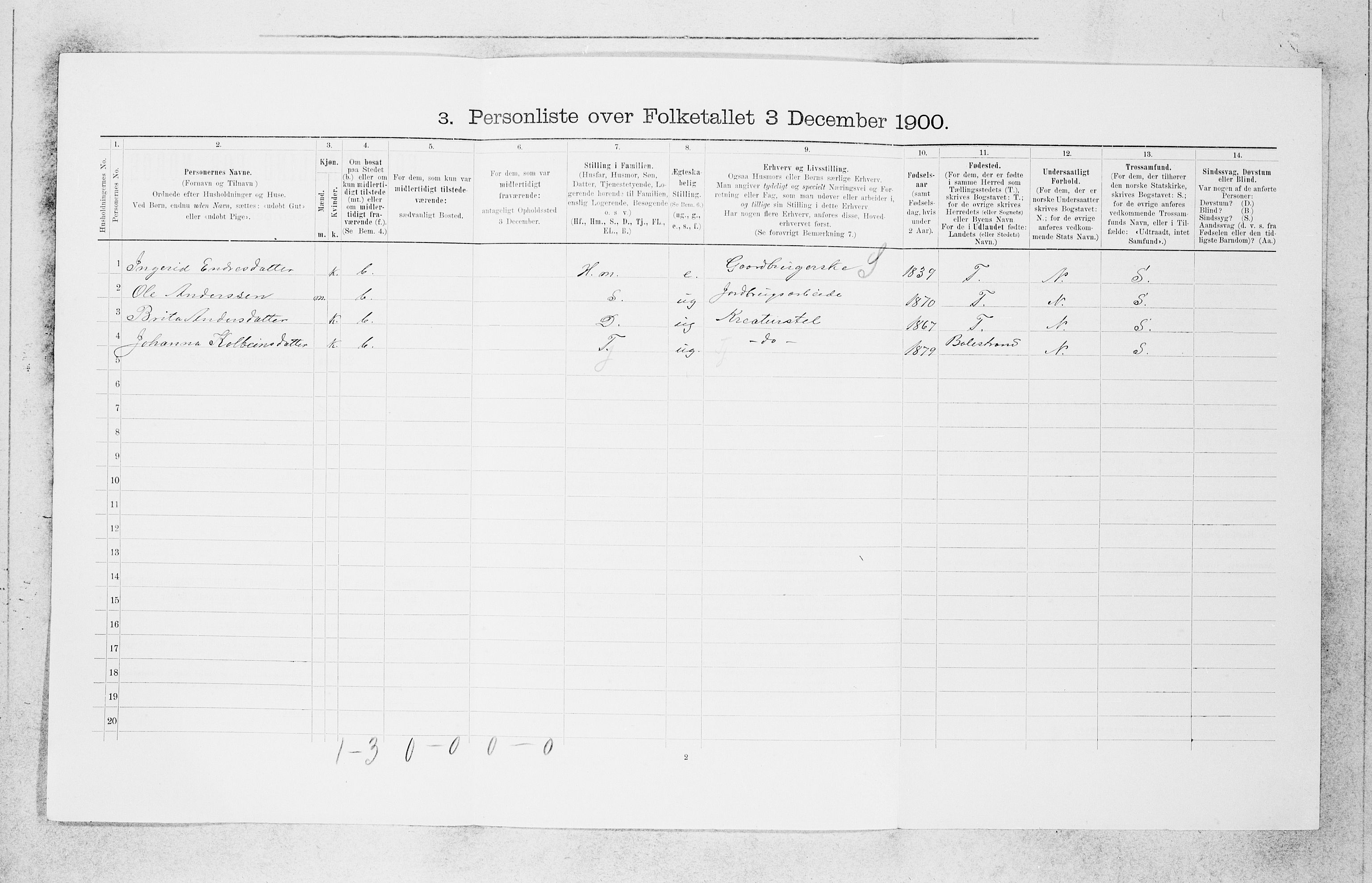SAB, 1900 census for Leikanger, 1900, p. 171
