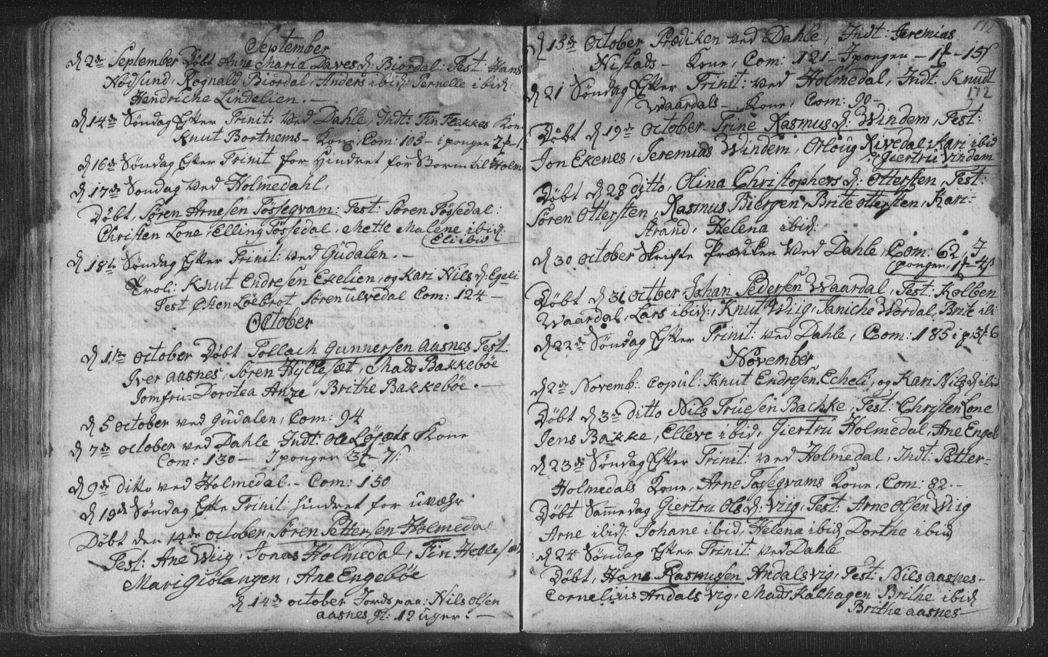 Fjaler sokneprestembete, AV/SAB-A-79801/H/Haa/Haaa/L0002: Parish register (official) no. A 2, 1779-1798, p. 172