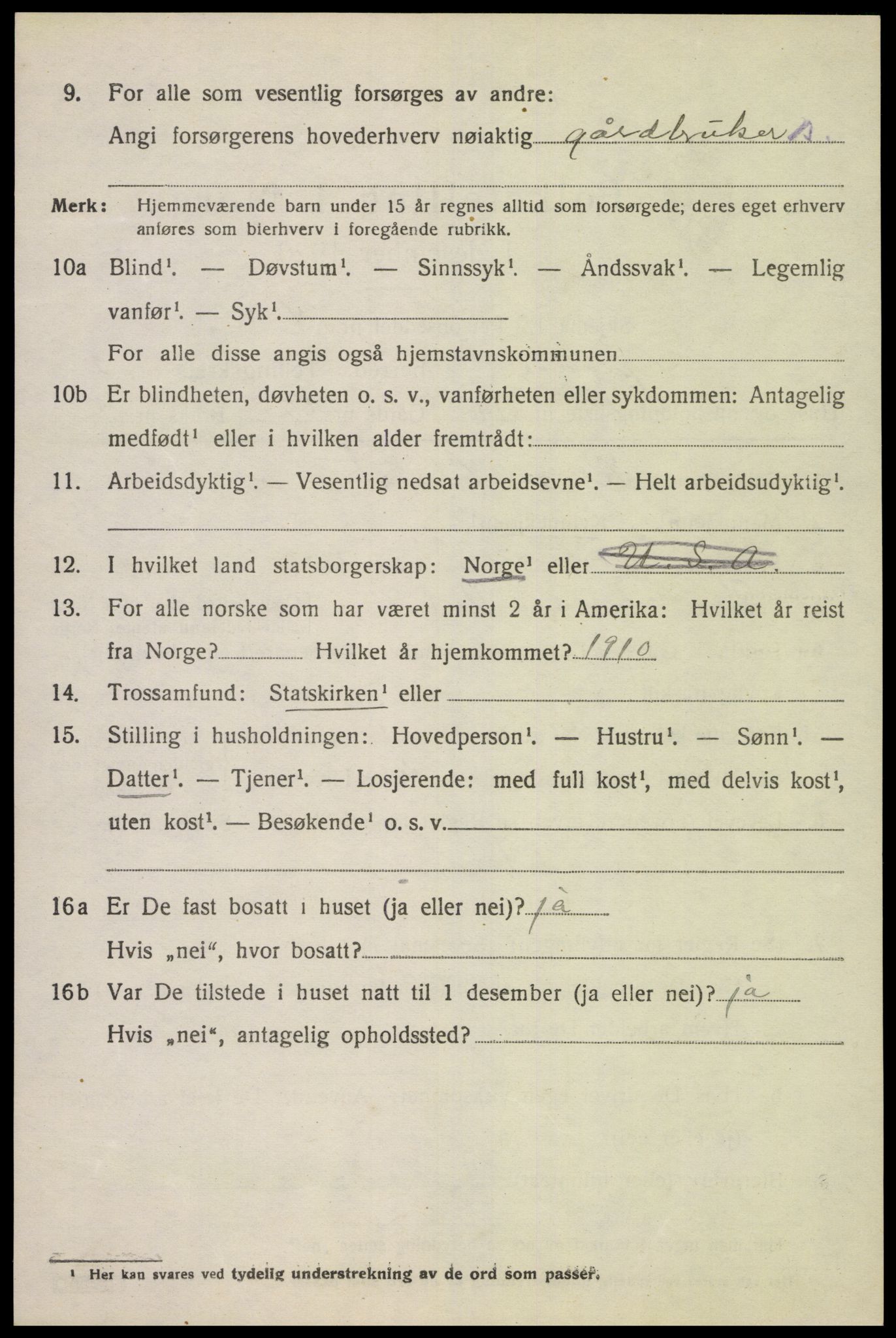 SAK, 1920 census for Lyngdal, 1920, p. 1702