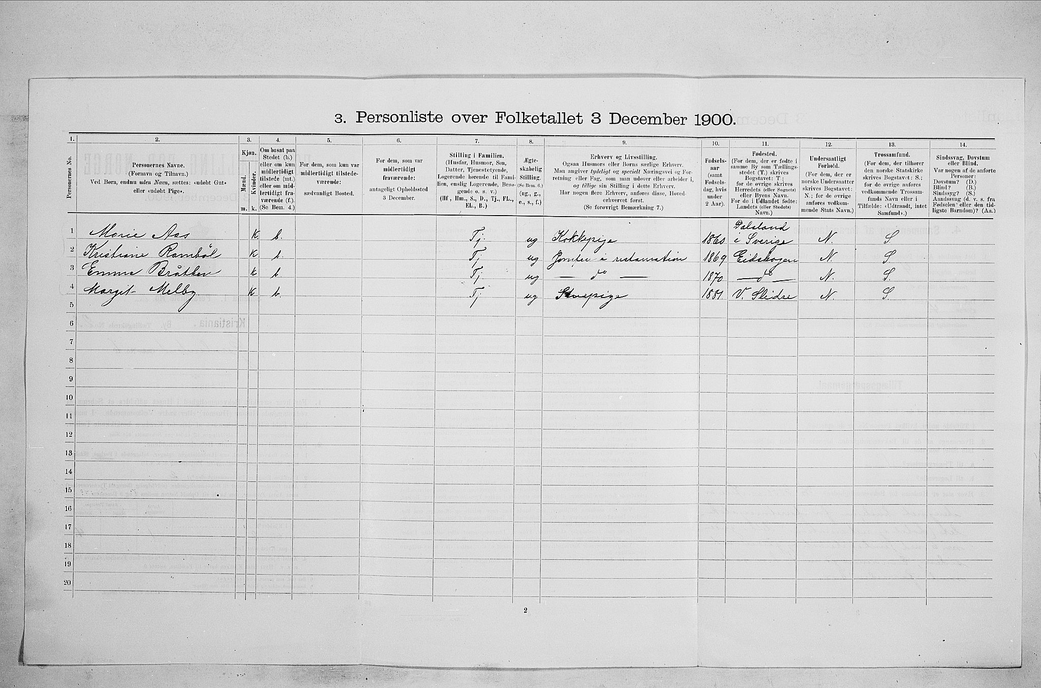 SAO, 1900 census for Kristiania, 1900, p. 43842