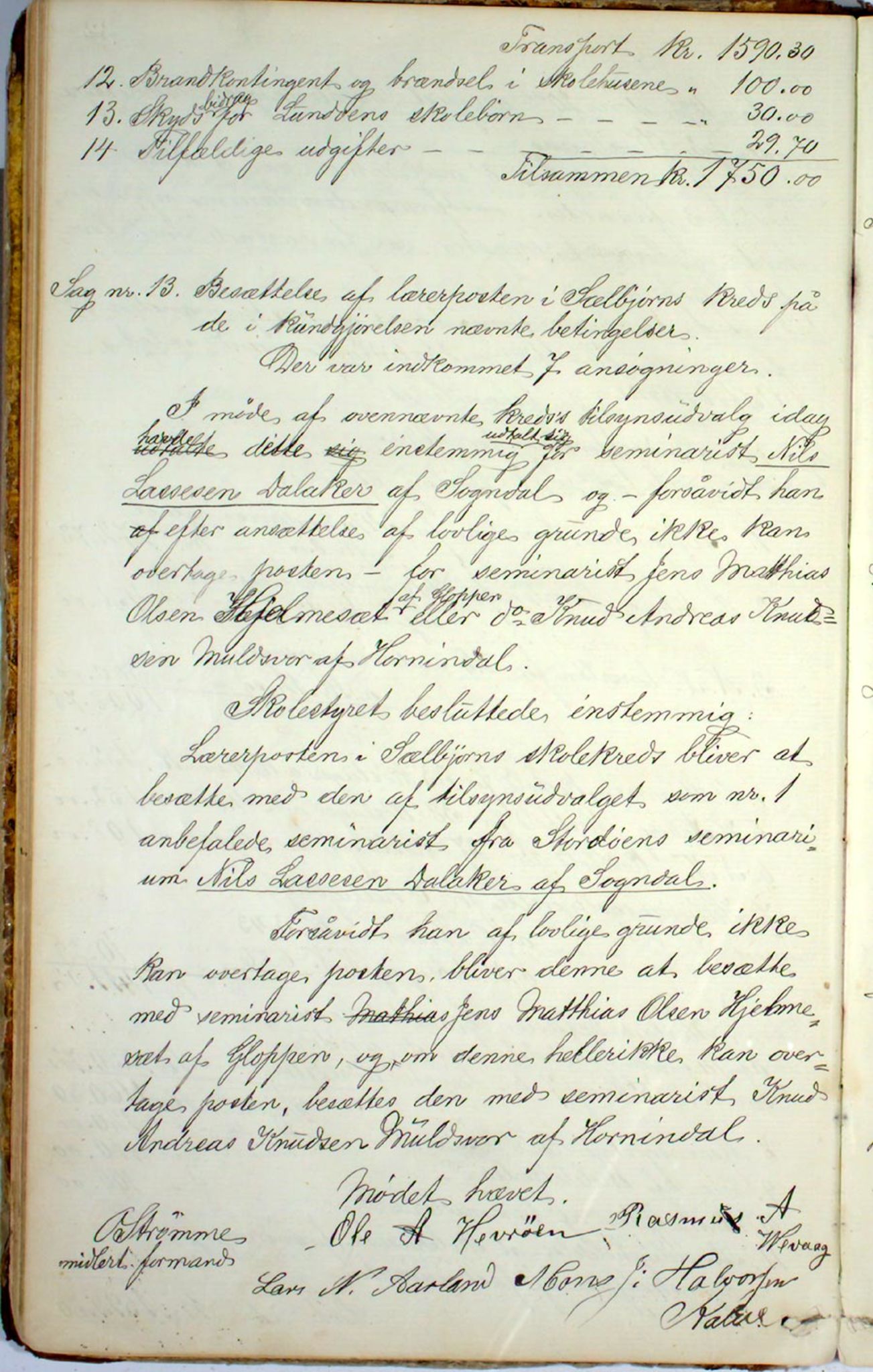 Austevoll kommune. Skulestyret, IKAH/1244-211/A/Aa/L0001: Møtebok for Møkster skulestyre, 1878-1910, p. 32b