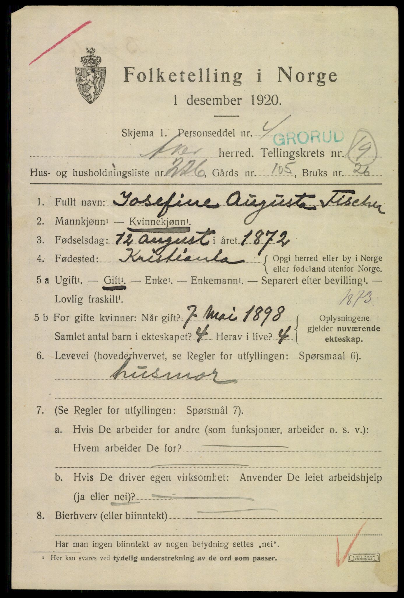 SAO, 1920 census for Aker, 1920, p. 121982