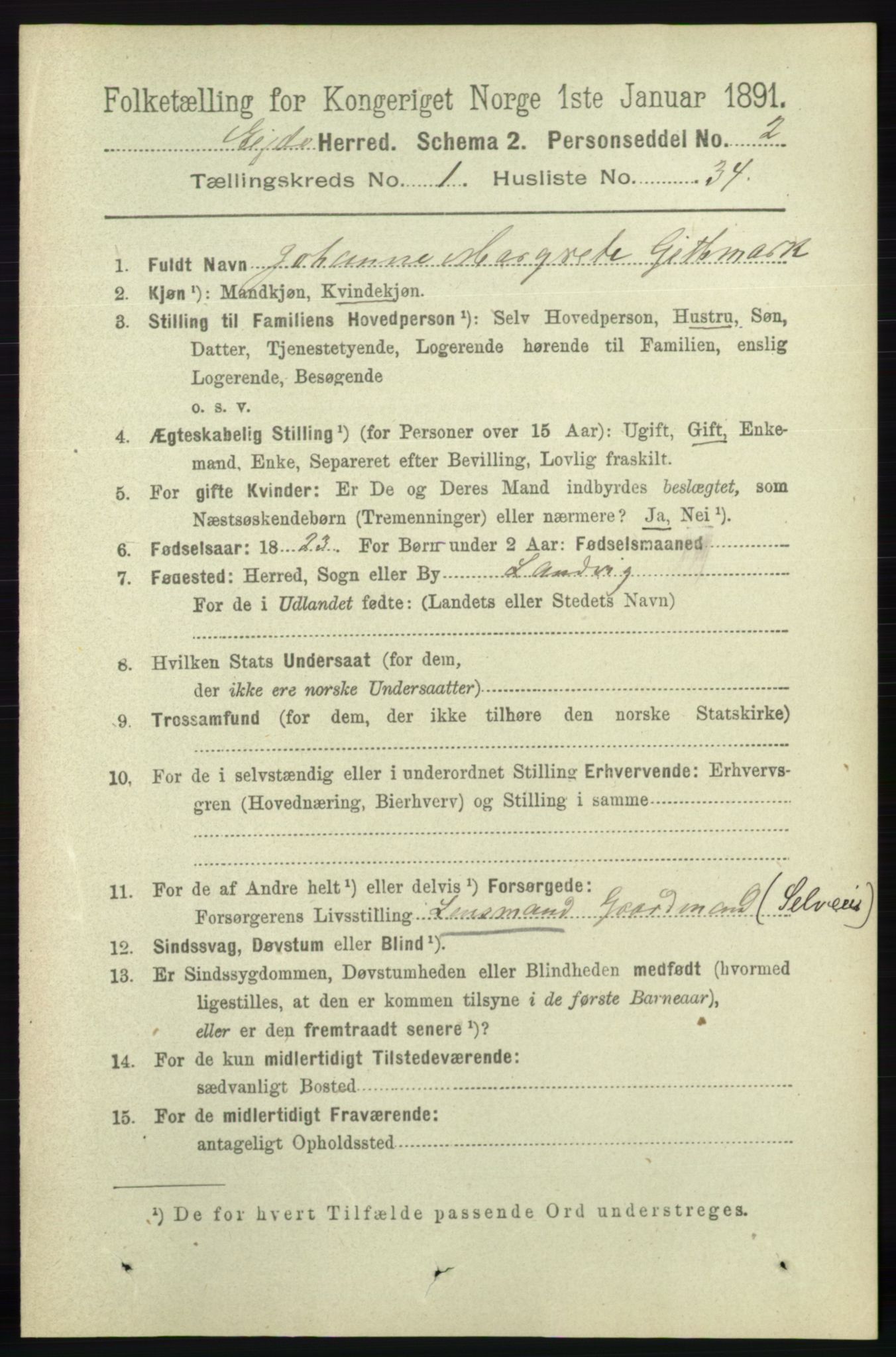 RA, 1891 census for 0925 Eide, 1891, p. 272