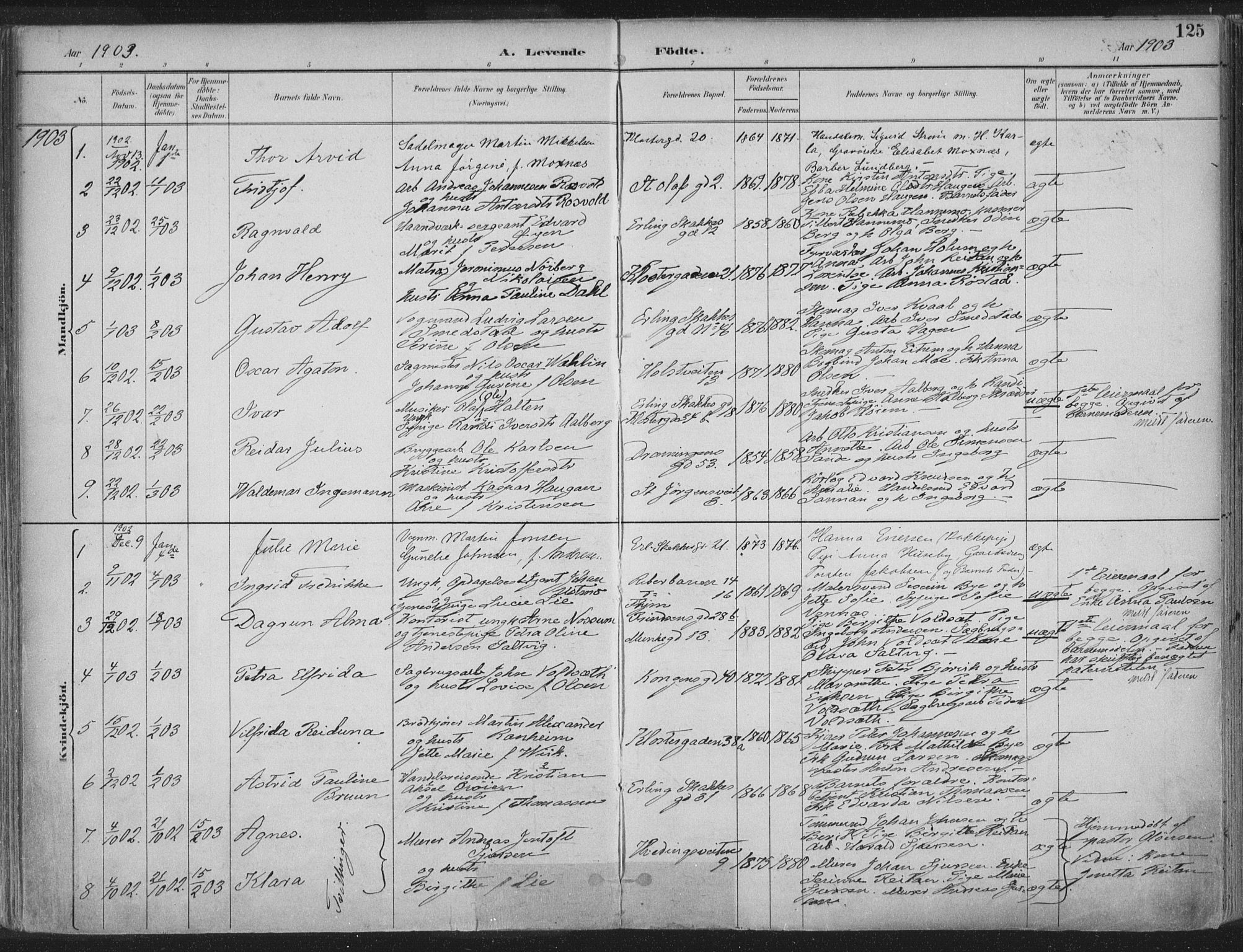 Ministerialprotokoller, klokkerbøker og fødselsregistre - Sør-Trøndelag, SAT/A-1456/601/L0062: Parish register (official) no. 601A30, 1891-1911, p. 125