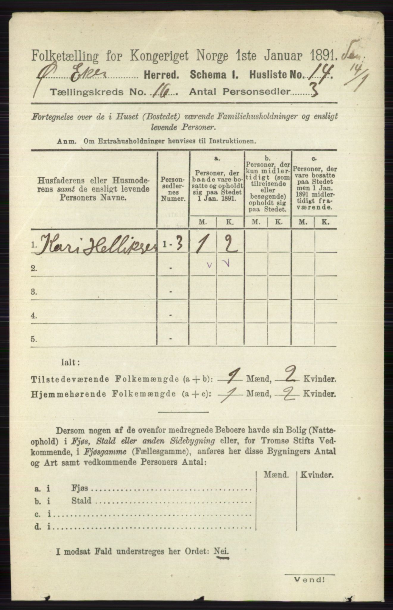 RA, 1891 census for 0624 Øvre Eiker, 1891, p. 7641