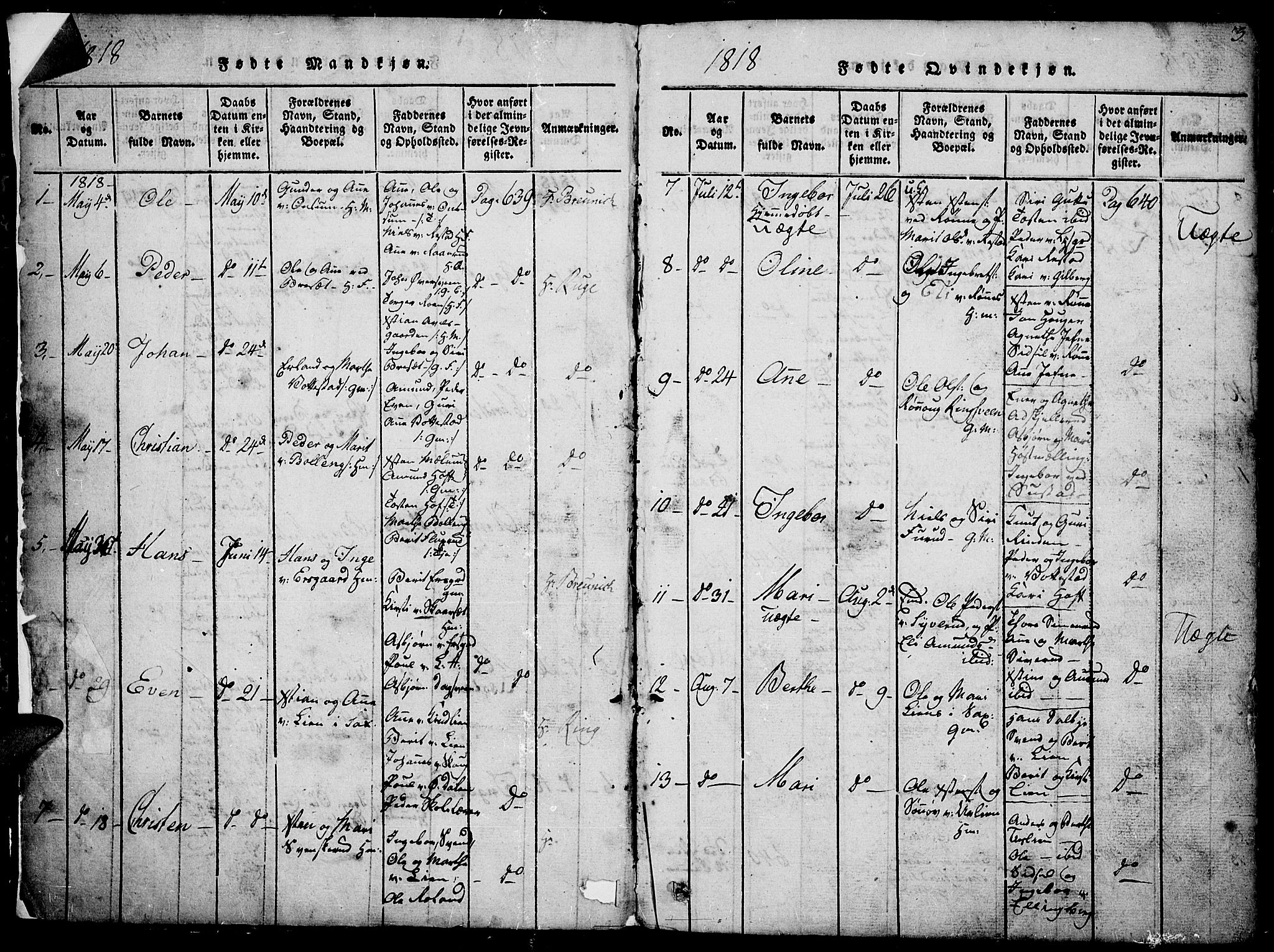Fåberg prestekontor, SAH/PREST-086/H/Ha/Hab/L0004: Parish register (copy) no. 4, 1818-1837, p. 2-3